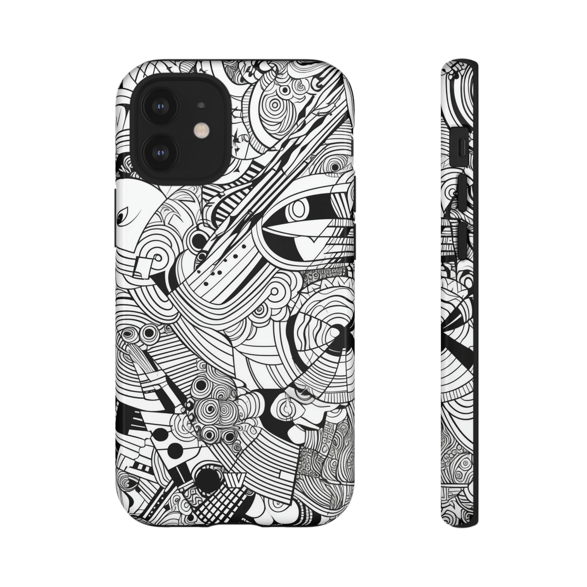 B&W ABSTRACT DOODLE | Tough Phone Case - Image 9