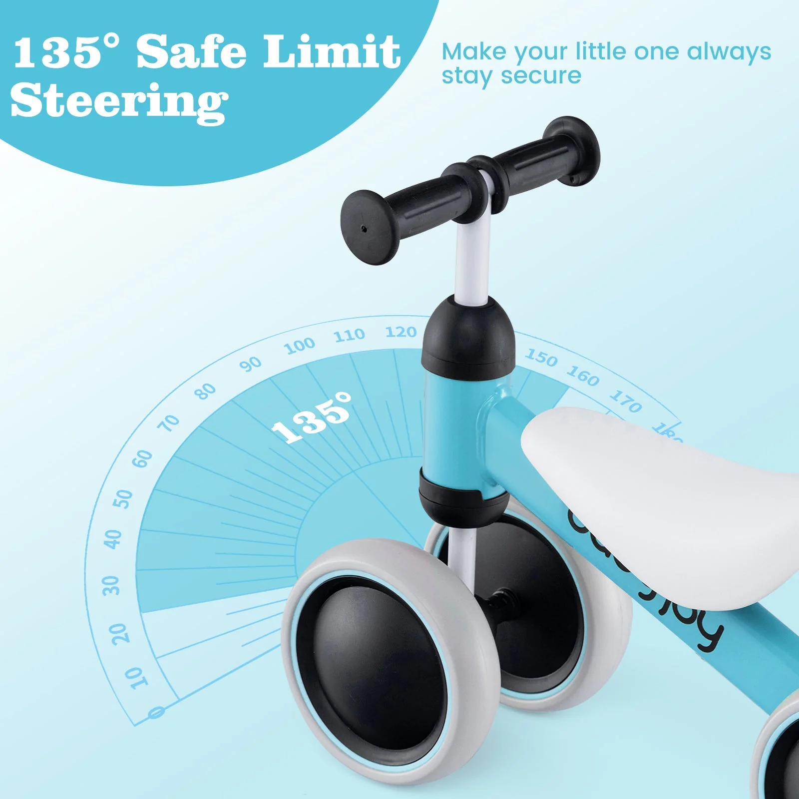 Baby Balance Bike for 2 Years Old Boys Girls No Pedal 4 Wheels-Blue - Image 4