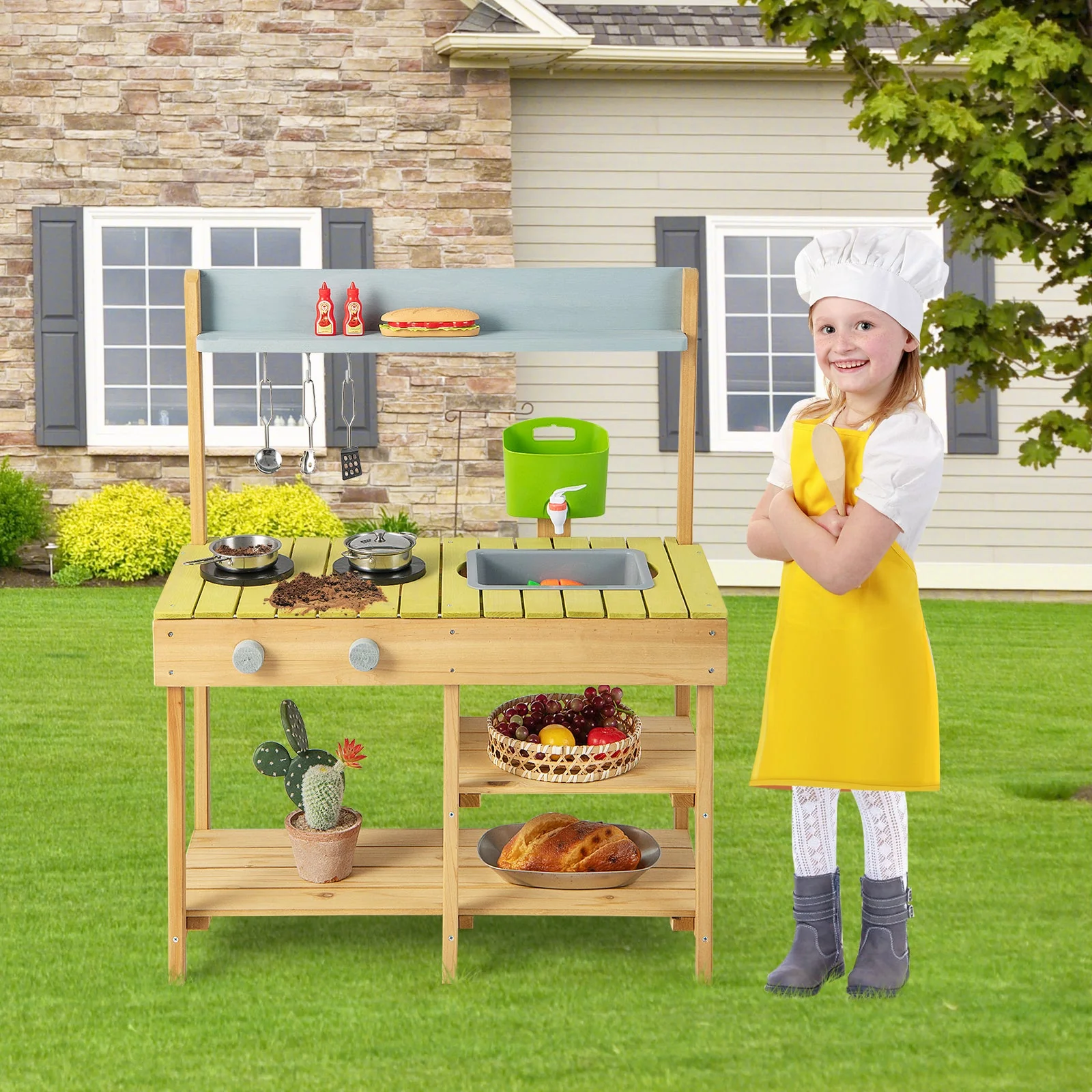 Backyard Pretend Play Toy Kitchen with Stove Top - Image 2