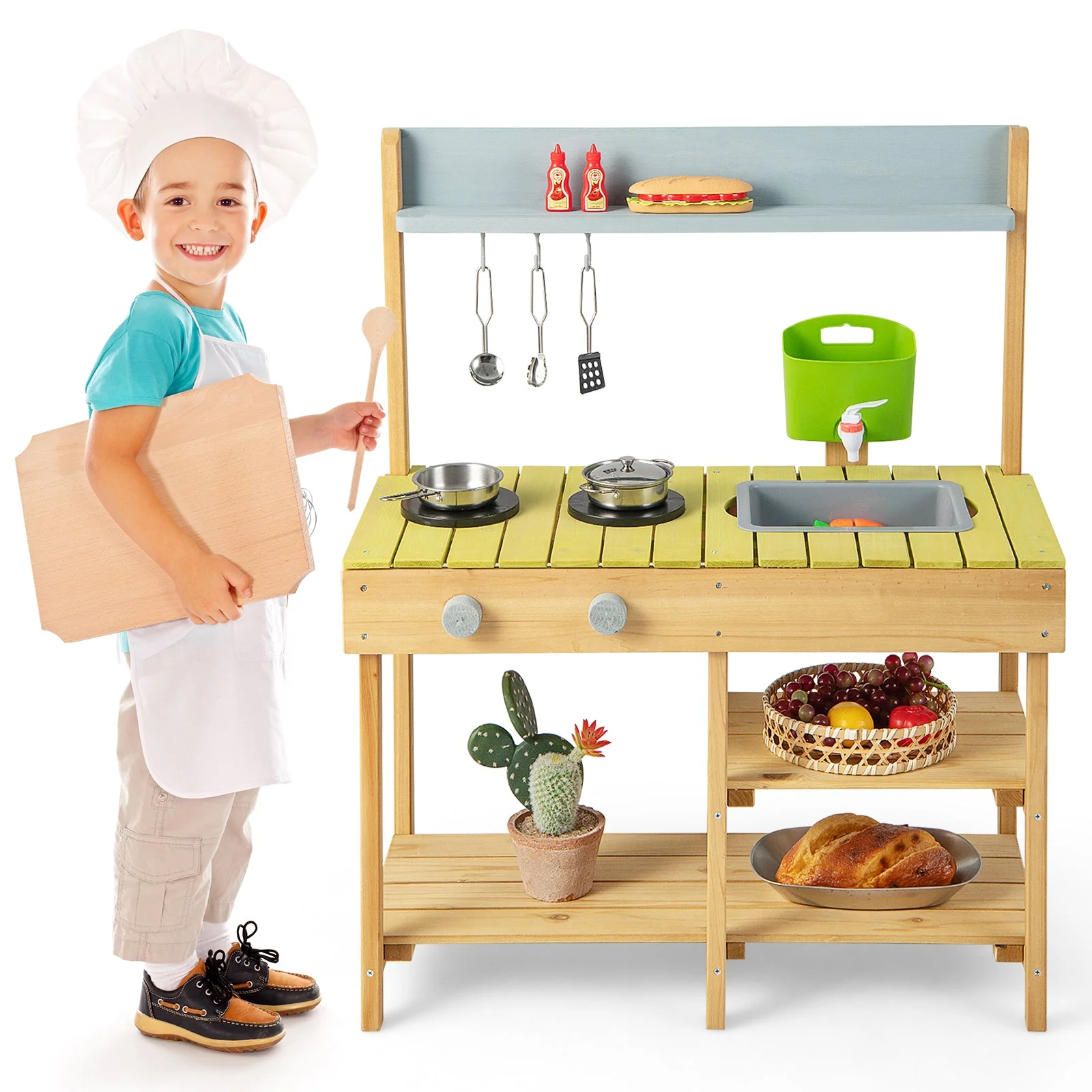 Backyard Pretend Play Toy Kitchen with Stove Top - Image 4