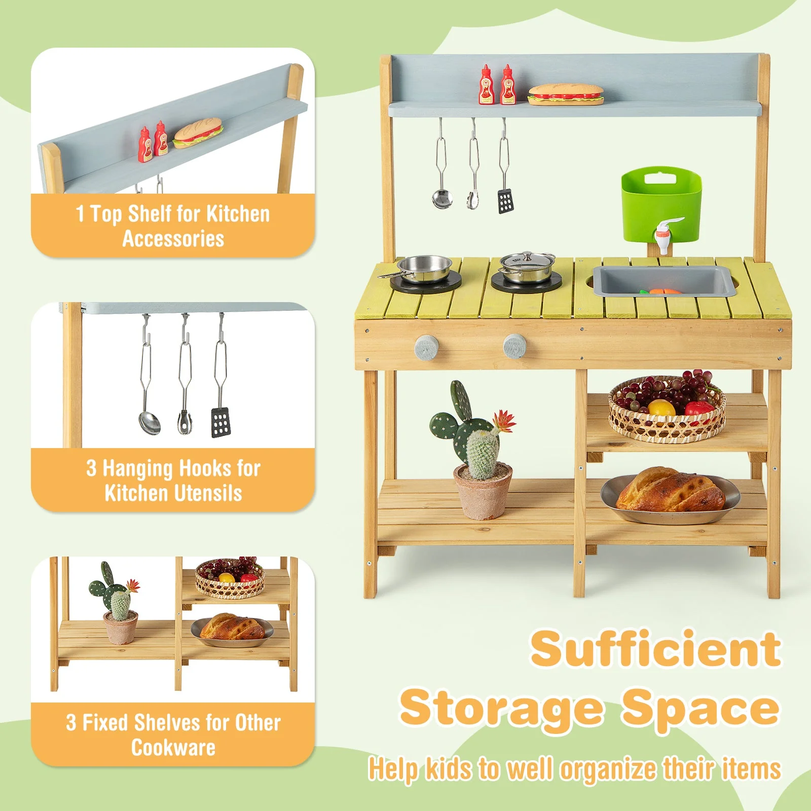 Backyard Pretend Play Toy Kitchen with Stove Top - Image 7