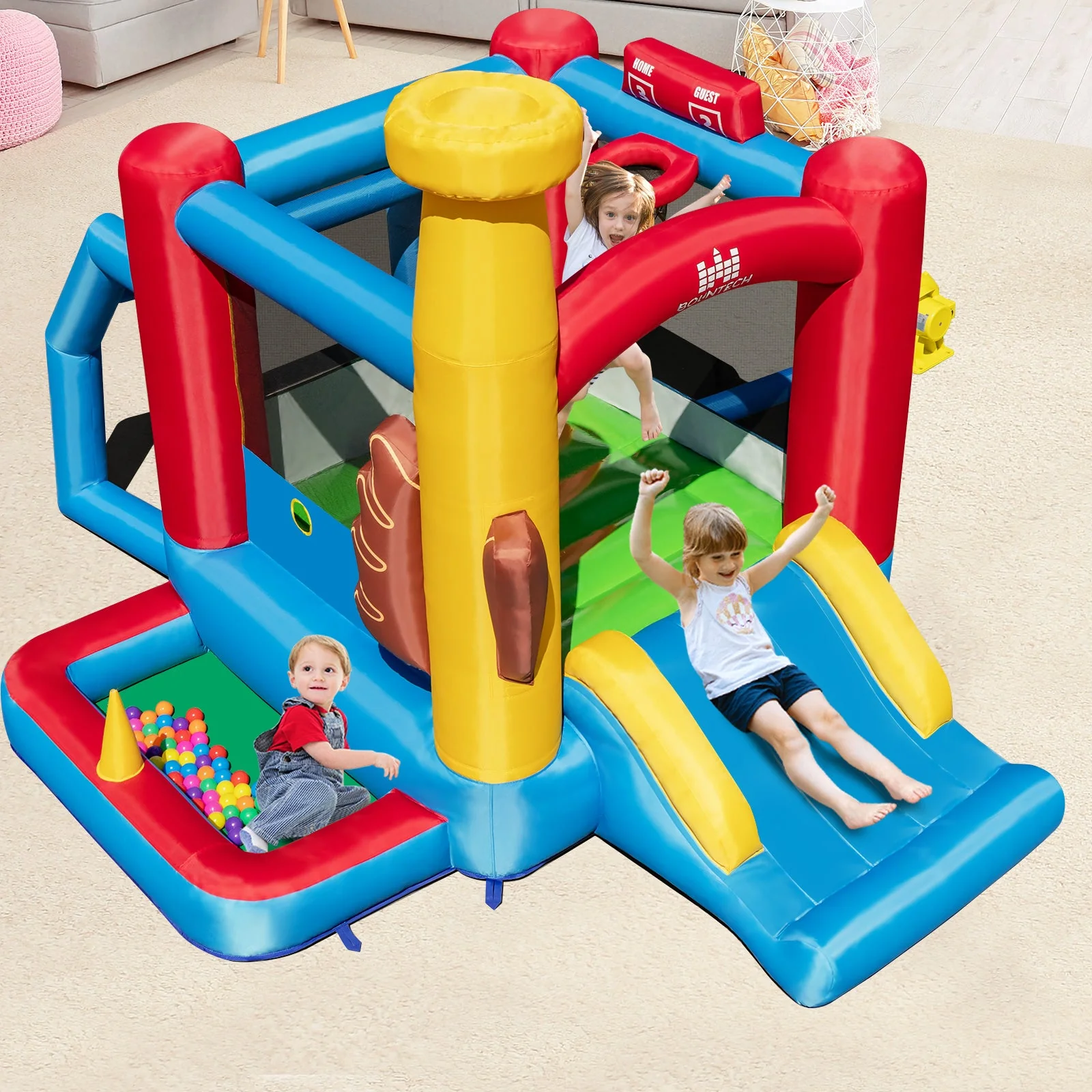 Baseball Themed Inflatable Bounce House with Ball Pit and Ocean Balls with 735W Blower - Image 2
