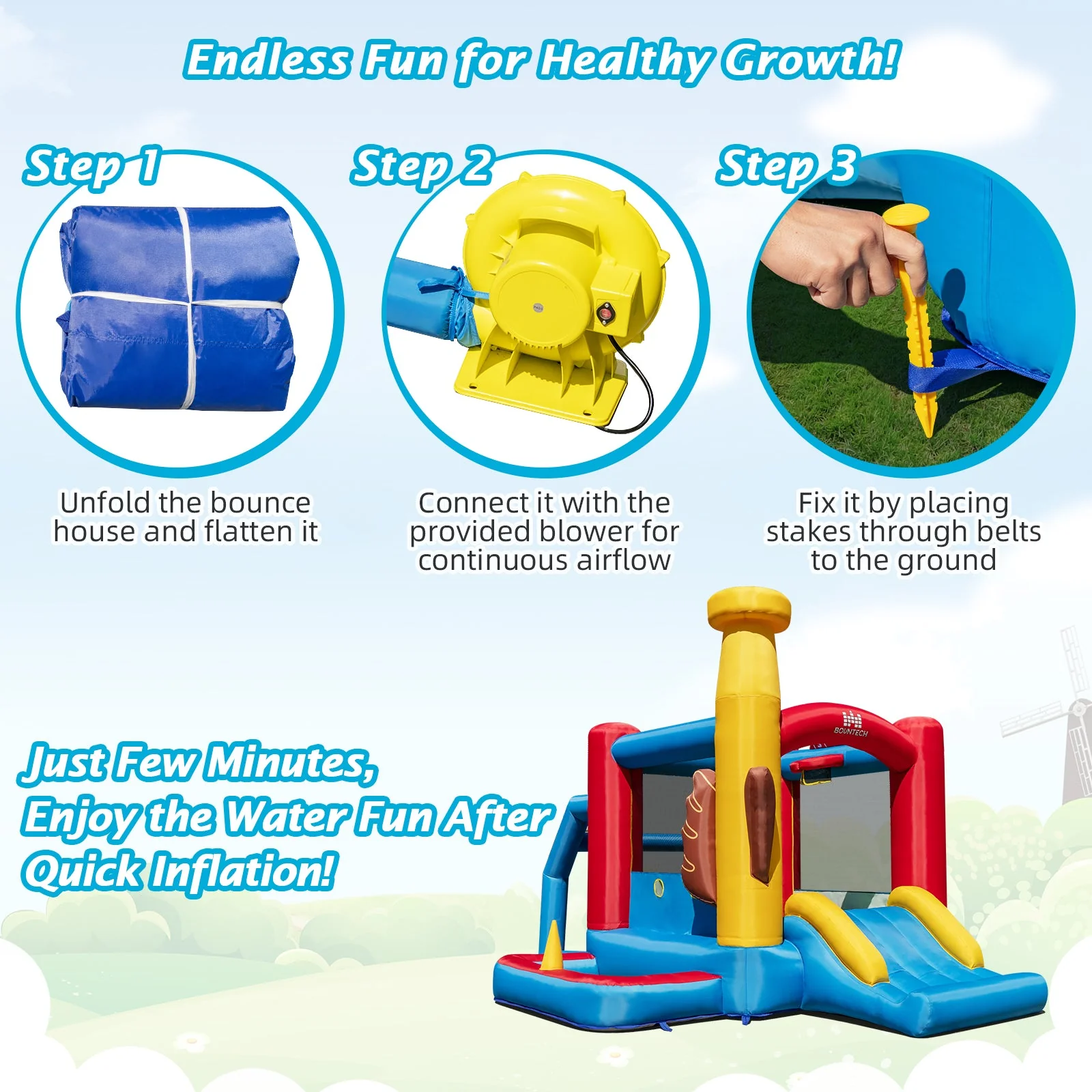 Baseball Themed Inflatable Bounce House with Ball Pit and Ocean Balls with 735W Blower - Image 5