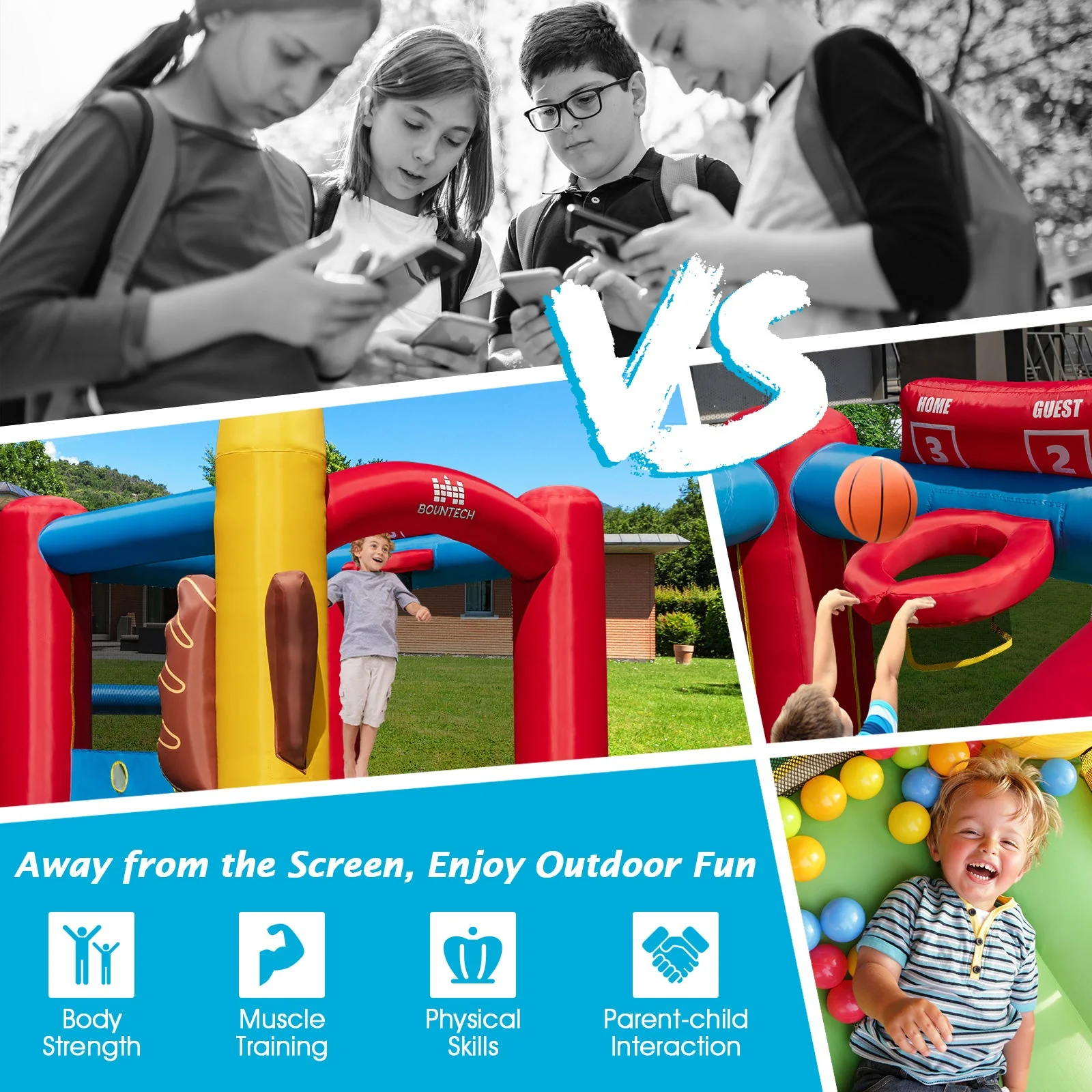 Baseball Themed Inflatable Bounce House with Ball Pit and Ocean Balls with 735W Blower - Image 8