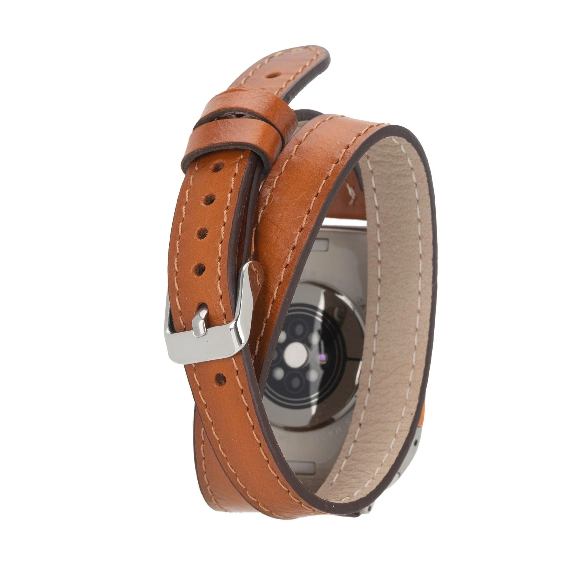 Basin Double Tour Leather Bands for Apple Watch 9, Ultra 2 and SE - Image 2