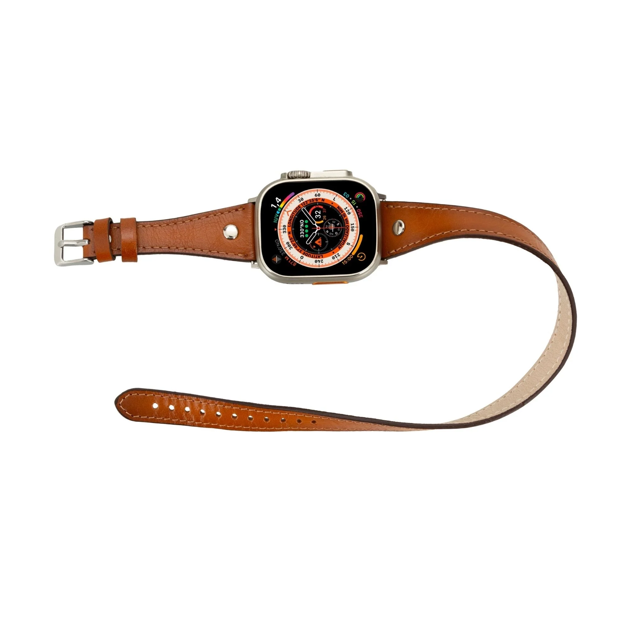 Basin Double Tour Leather Bands for Apple Watch 9, Ultra 2 and SE - Image 3