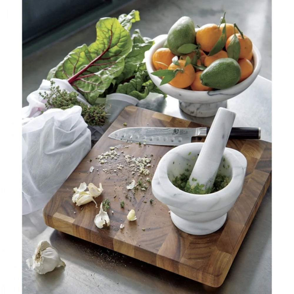Bianco Carrara White Marble Mortar/Pestle Semi-Polished - Image 2