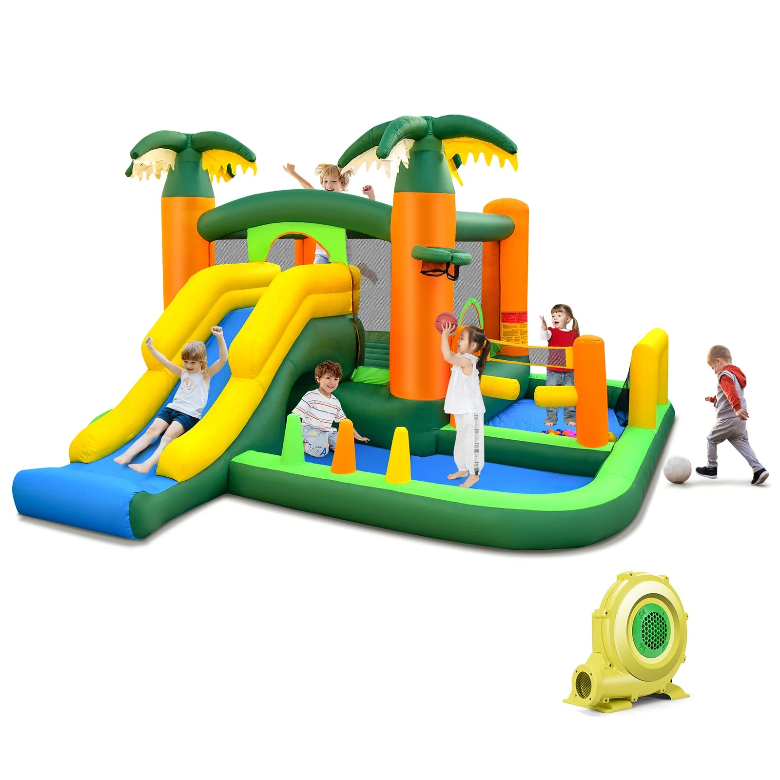 Big Inflatable Bounce House with Slide and Ball Pits for Indoor and Outdoor with 735W Blower - Image 2