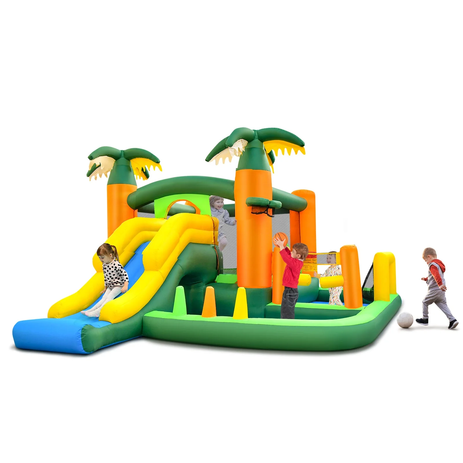 Big Inflatable Bounce House with Slide and Ball Pits for Indoor and Outdoor with 735W Blower - Image 5