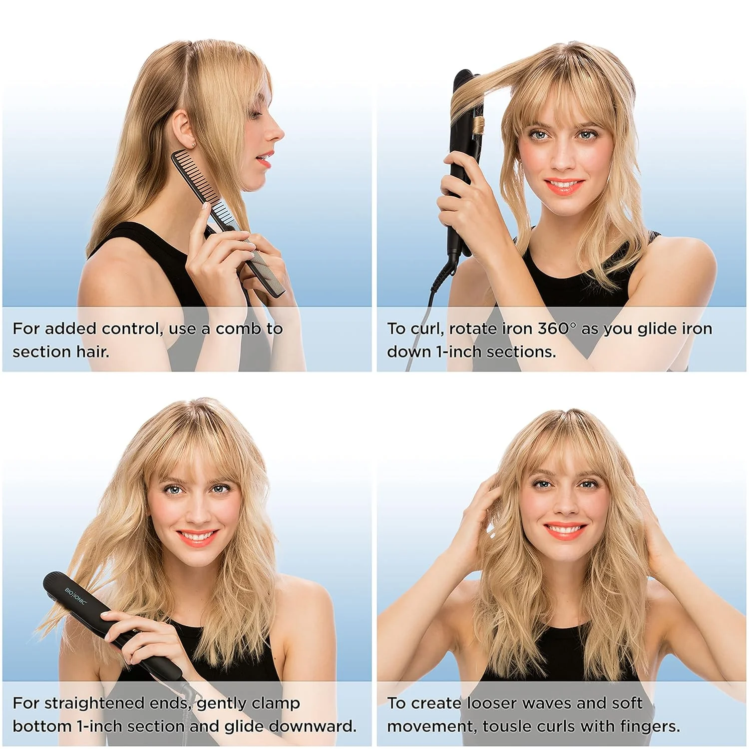 BIO IONIC Onepass Styling Flat Iron with NanoIonic & Moisturizing Heat Technology, Hydrated and Frizz-Free Hair, Ceramic Hair Straightener with Silicone Strip for Gentle OnePass Styling - Image 5