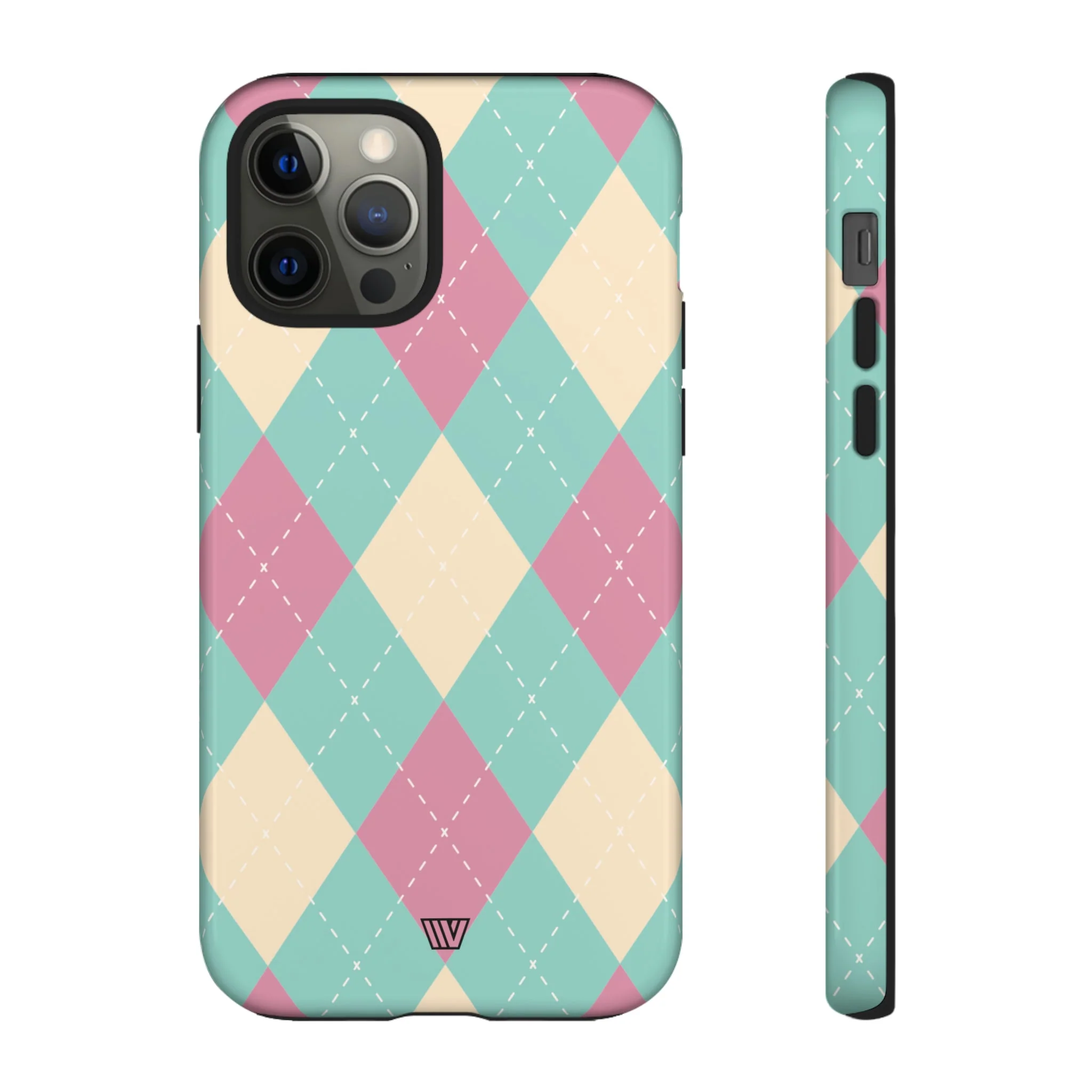 BLUE PINK BEIGE ARGYLE | Tough Phone Case - Image 13