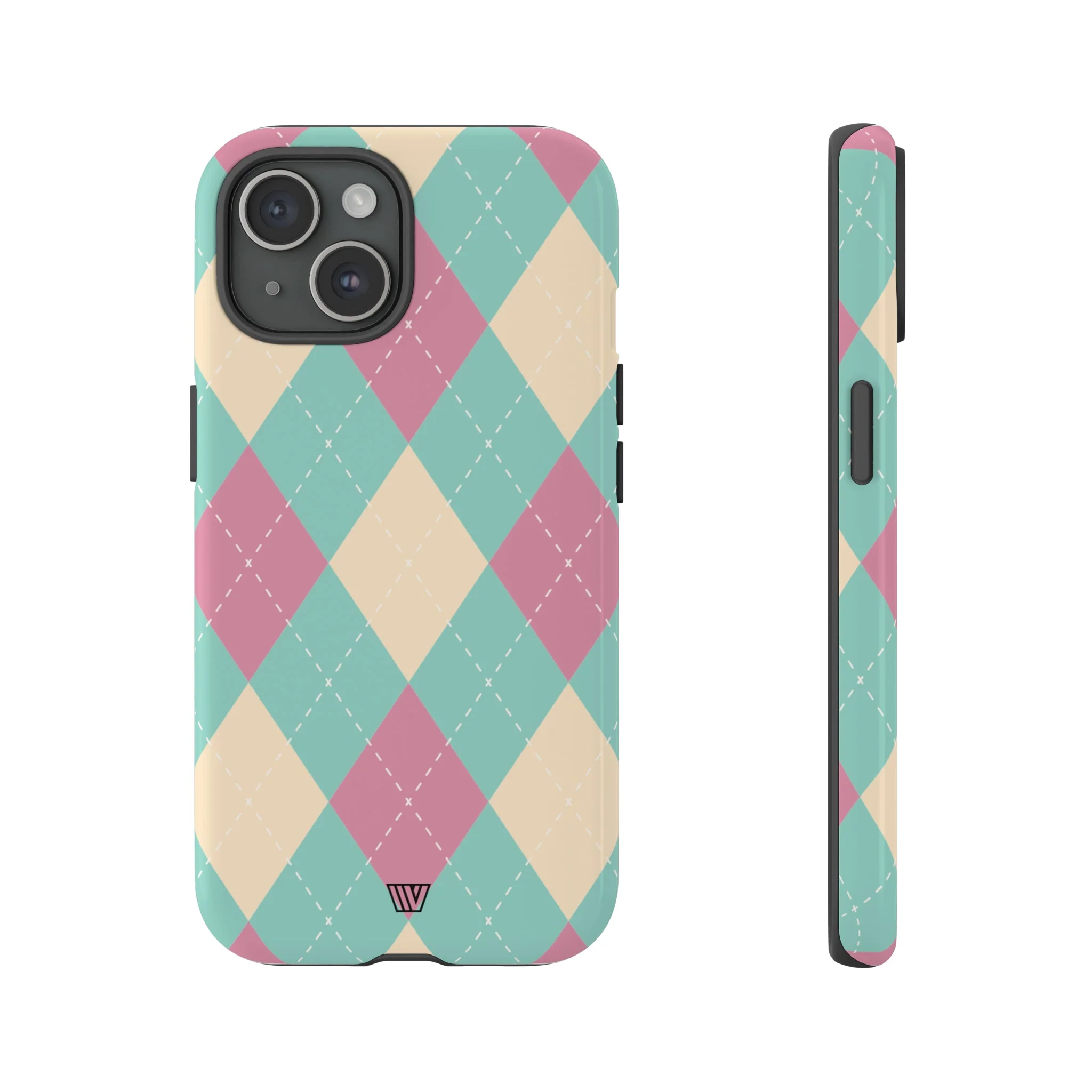 BLUE PINK BEIGE ARGYLE | Tough Phone Case - Image 2