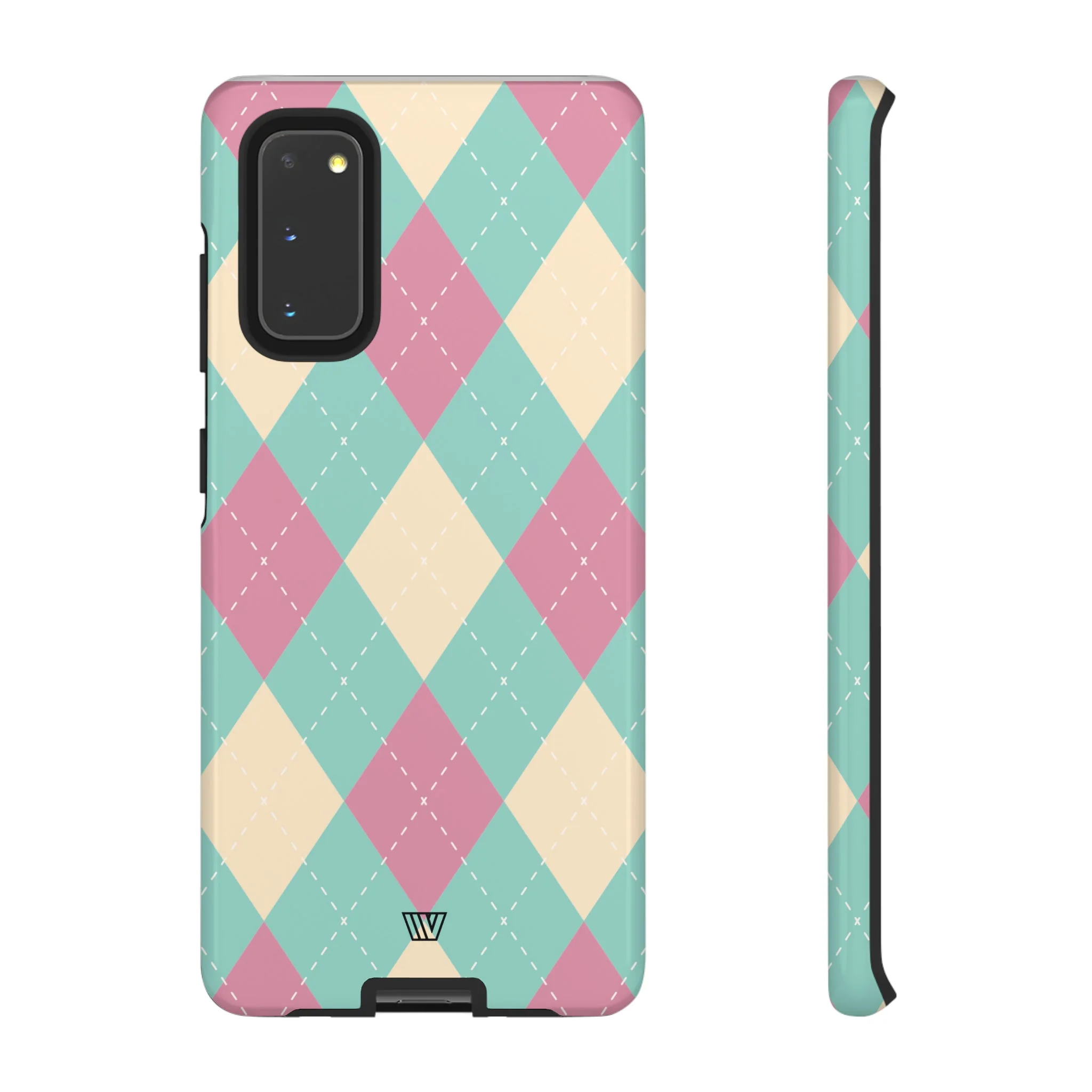 BLUE PINK BEIGE ARGYLE | Tough Phone Case - Image 3