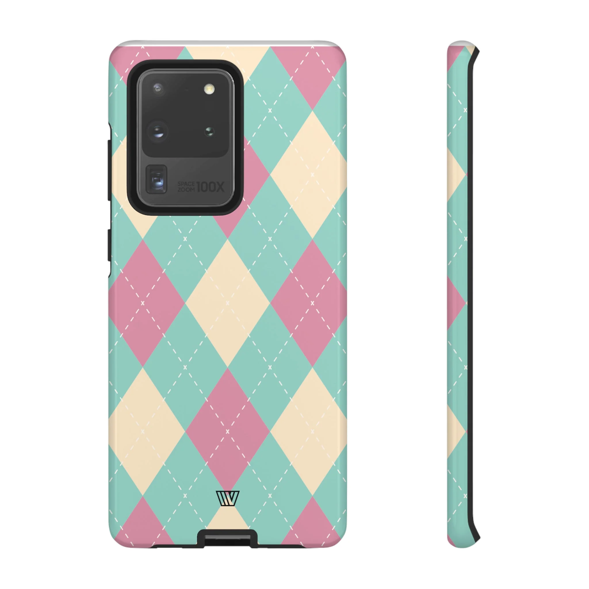 BLUE PINK BEIGE ARGYLE | Tough Phone Case - Image 5