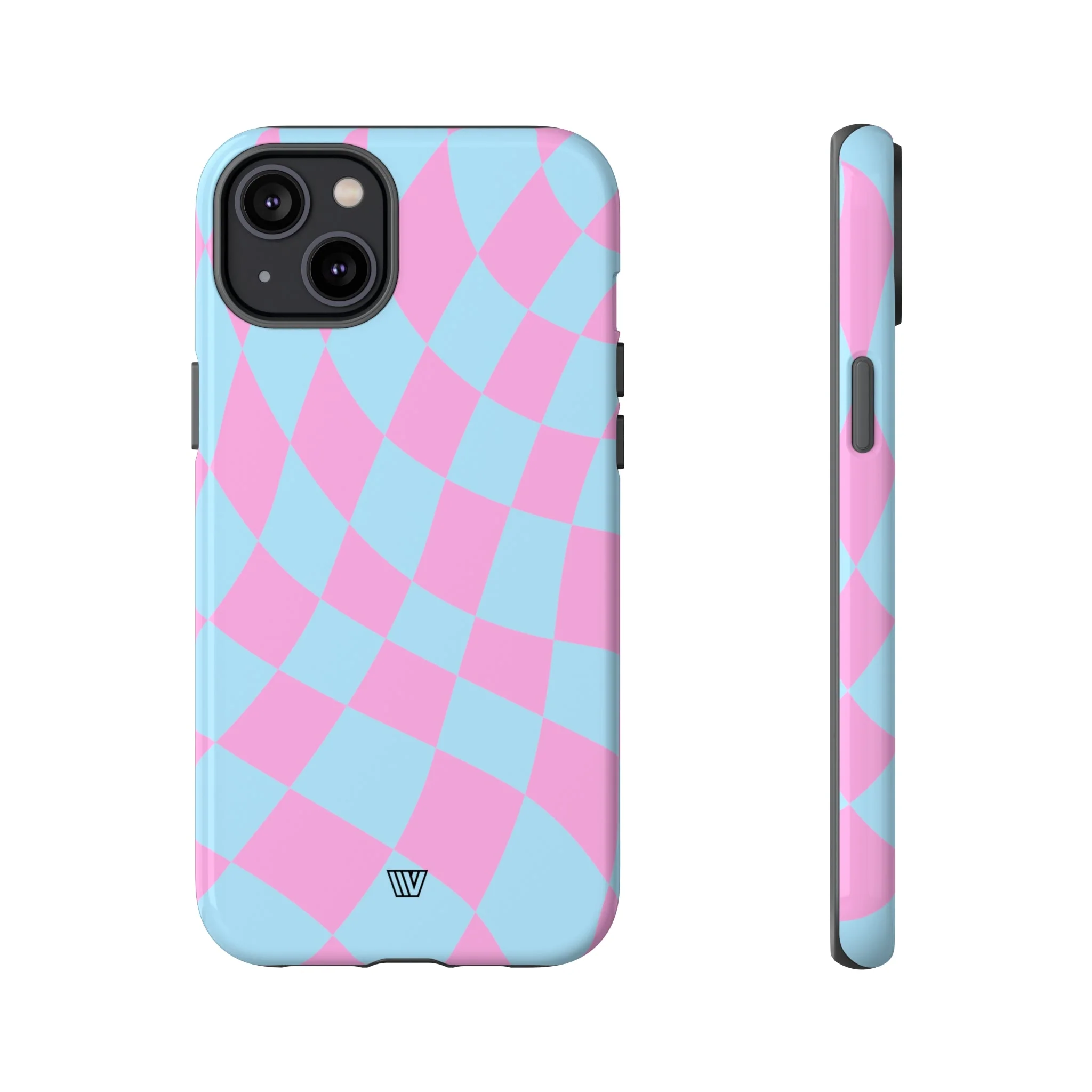 BLUE PINK CURVY CHECKERBOARD | Tough Phone Case - Image 10