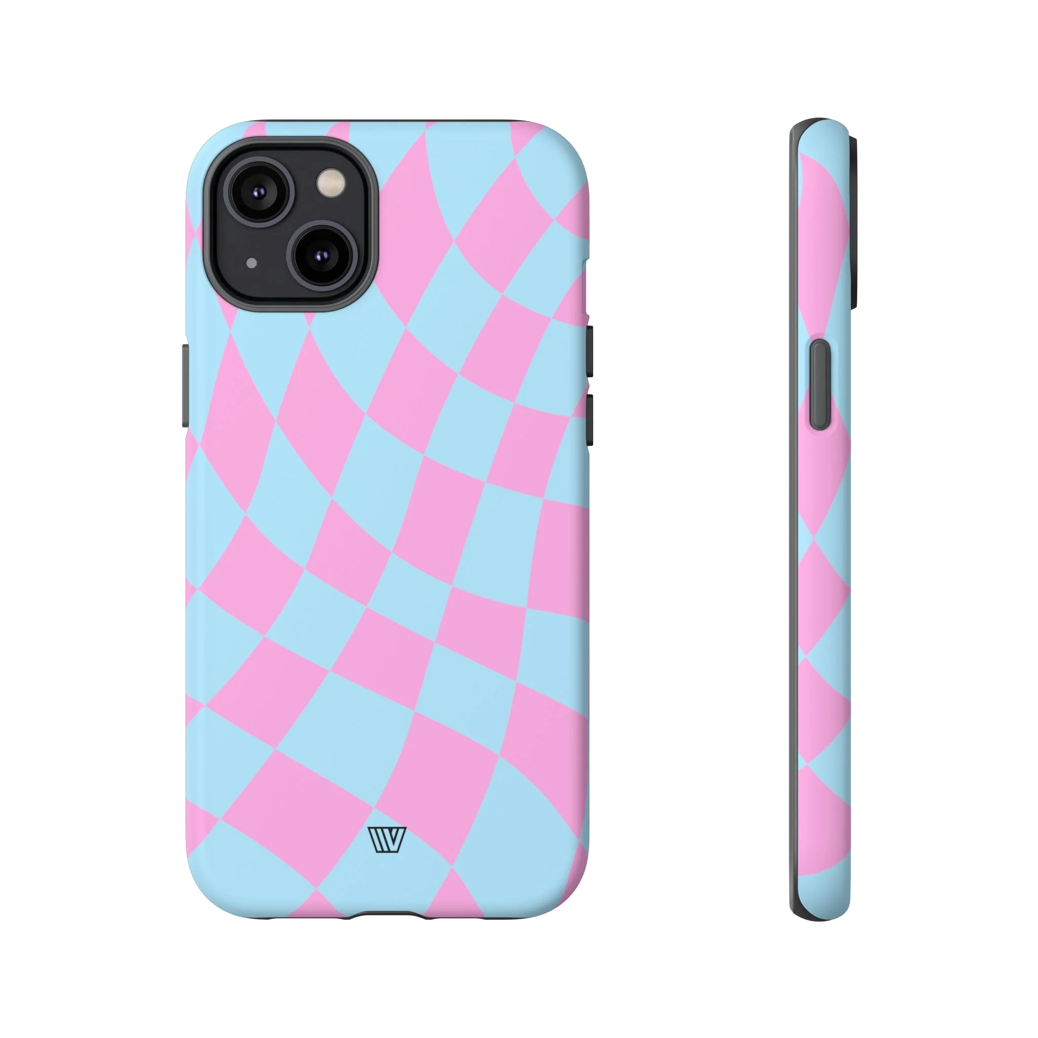 BLUE PINK CURVY CHECKERBOARD | Tough Phone Case - Image 11