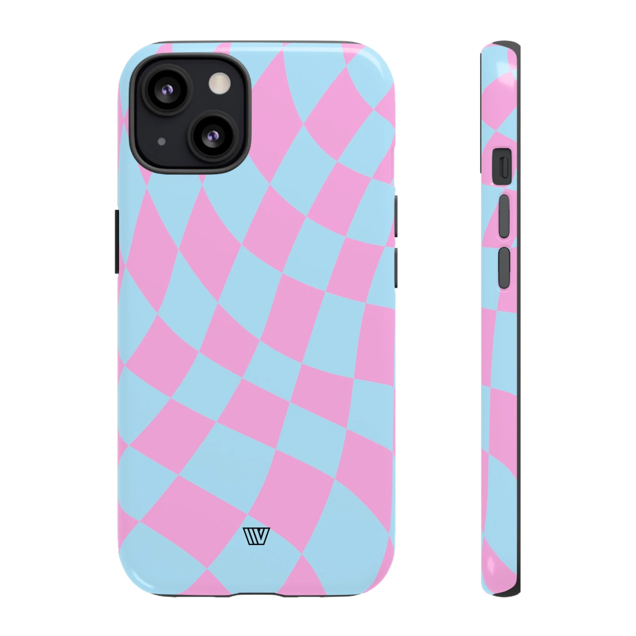 BLUE PINK CURVY CHECKERBOARD | Tough Phone Case - Image 14