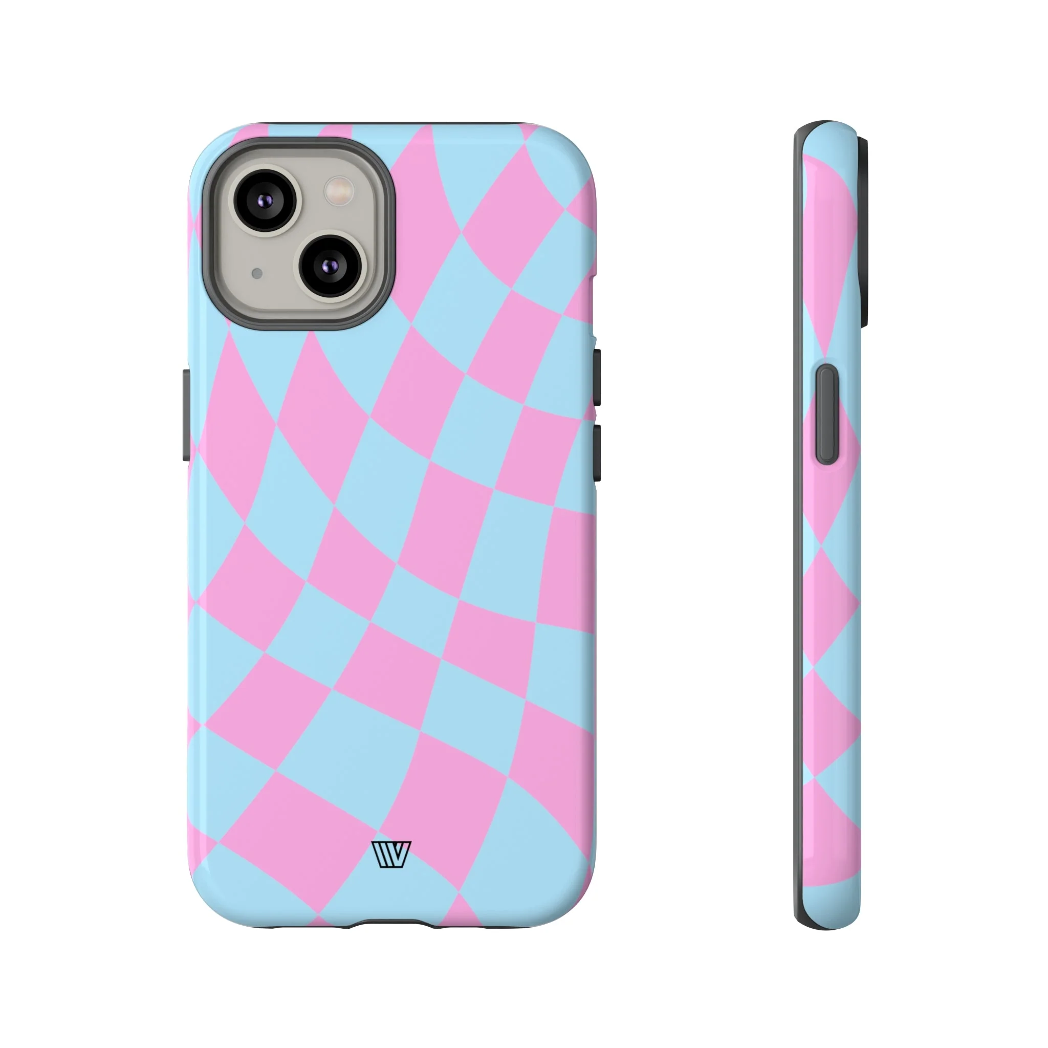 BLUE PINK CURVY CHECKERBOARD | Tough Phone Case - Image 2