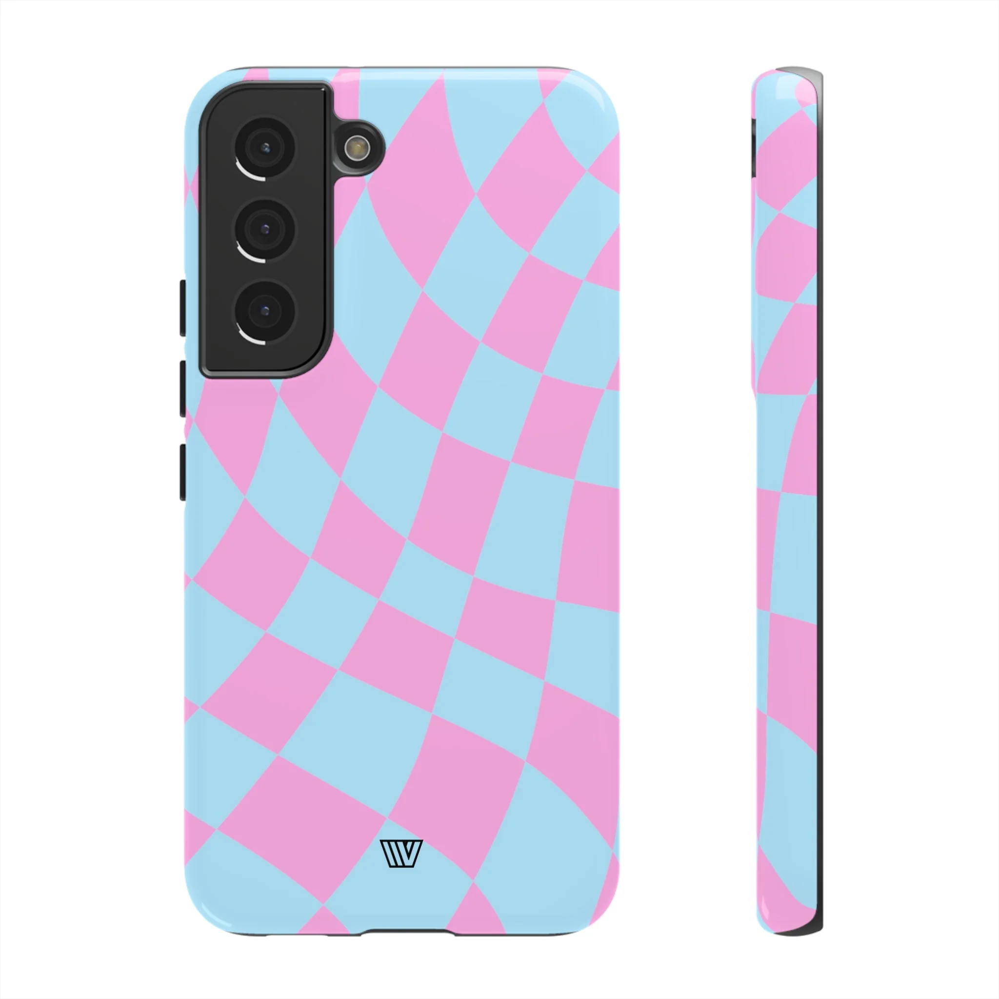 BLUE PINK CURVY CHECKERBOARD | Tough Phone Case - Image 27