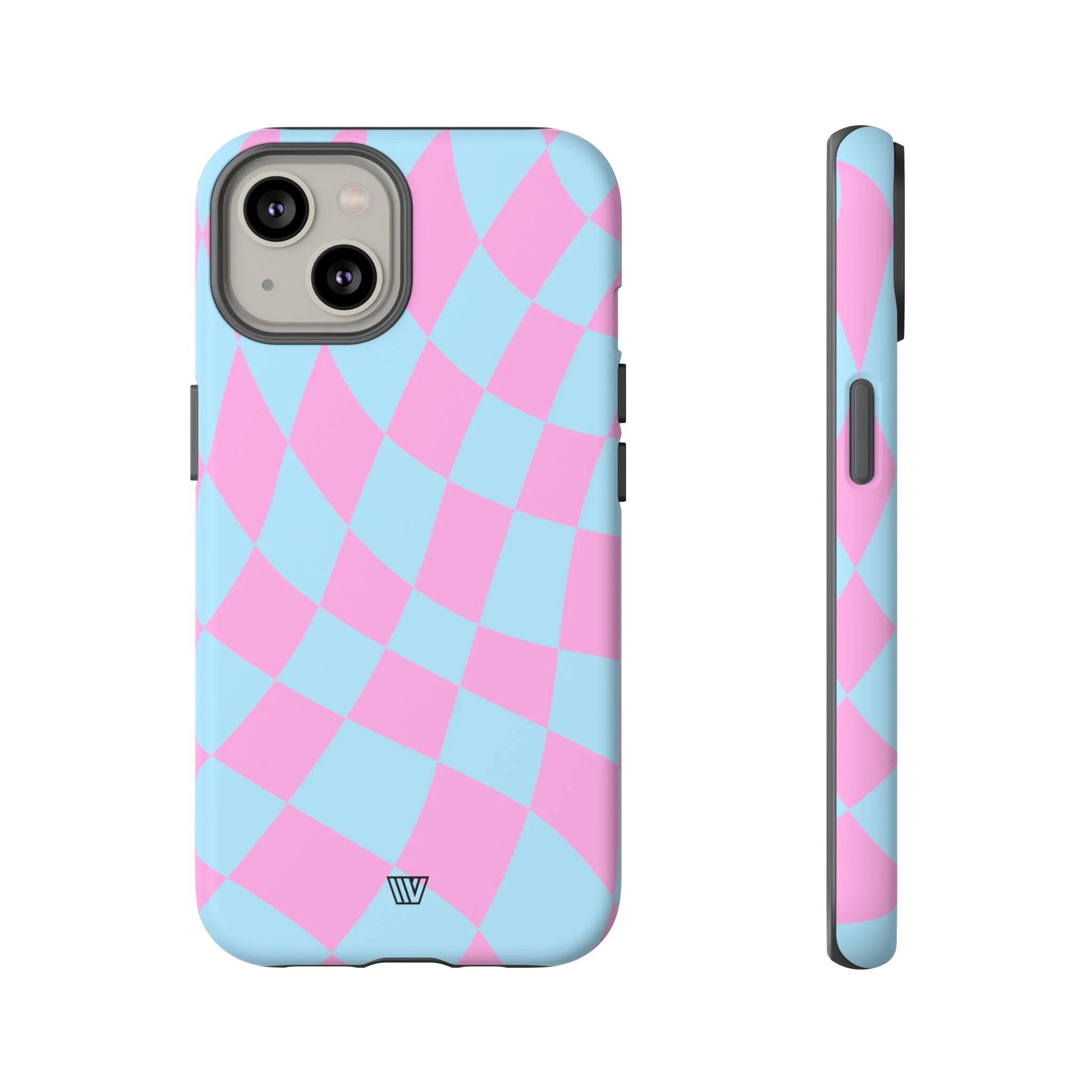 BLUE PINK CURVY CHECKERBOARD | Tough Phone Case - Image 3