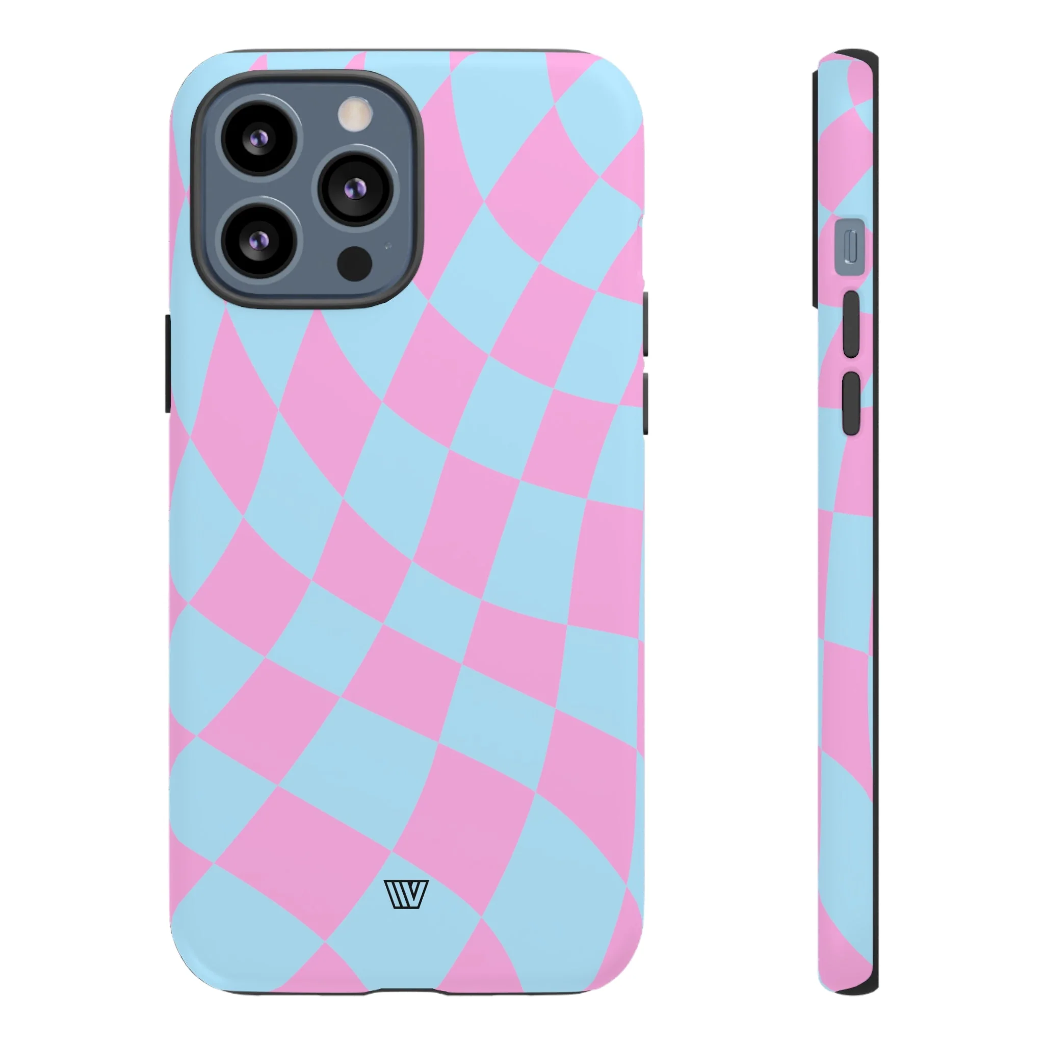 BLUE PINK CURVY CHECKERBOARD | Tough Phone Case - Image 30