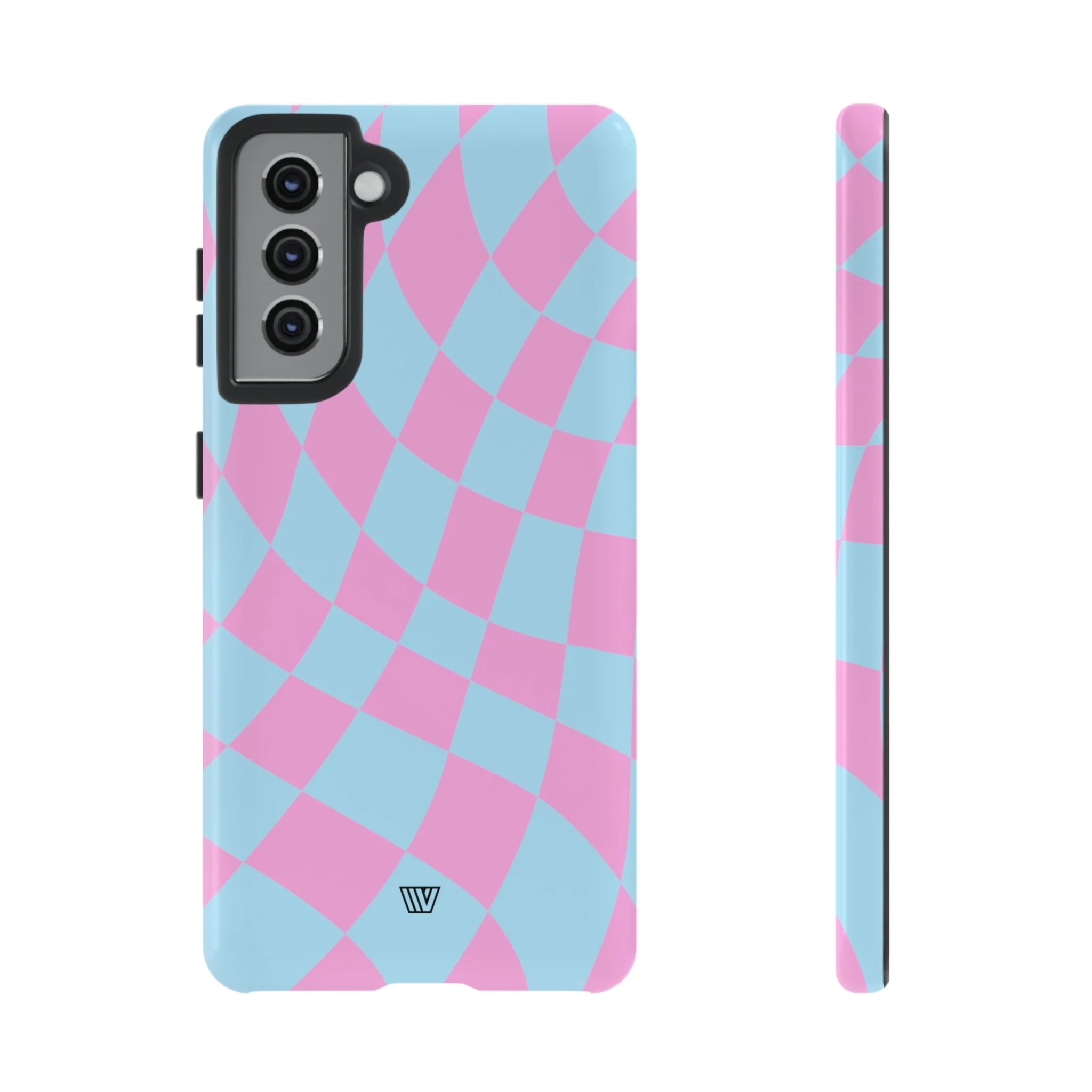 BLUE PINK CURVY CHECKERBOARD | Tough Phone Case - Image 35