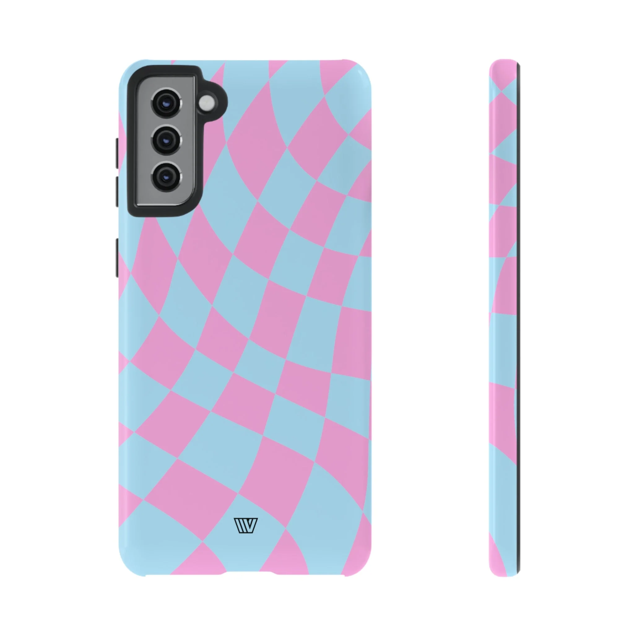 BLUE PINK CURVY CHECKERBOARD | Tough Phone Case - Image 37