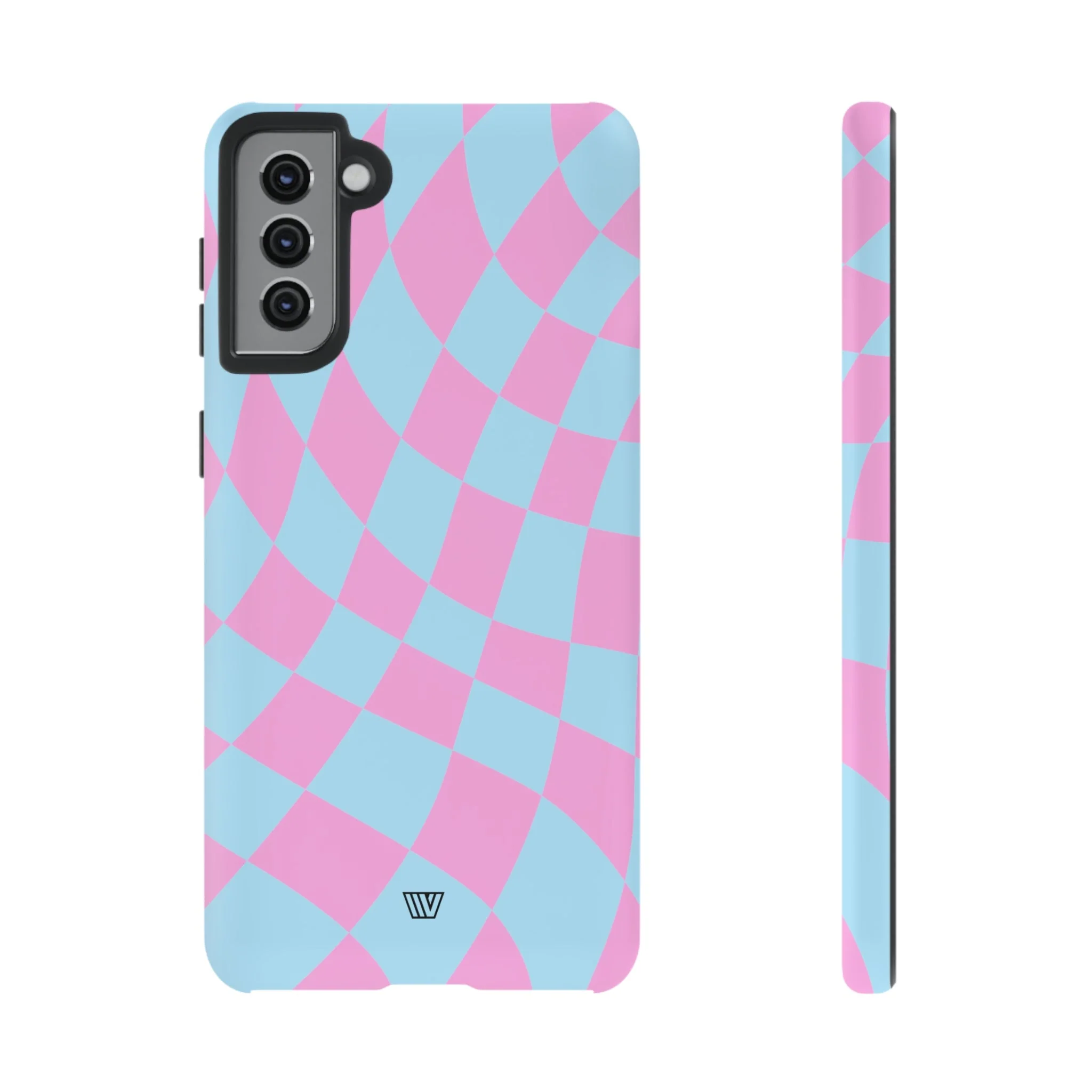 BLUE PINK CURVY CHECKERBOARD | Tough Phone Case - Image 38