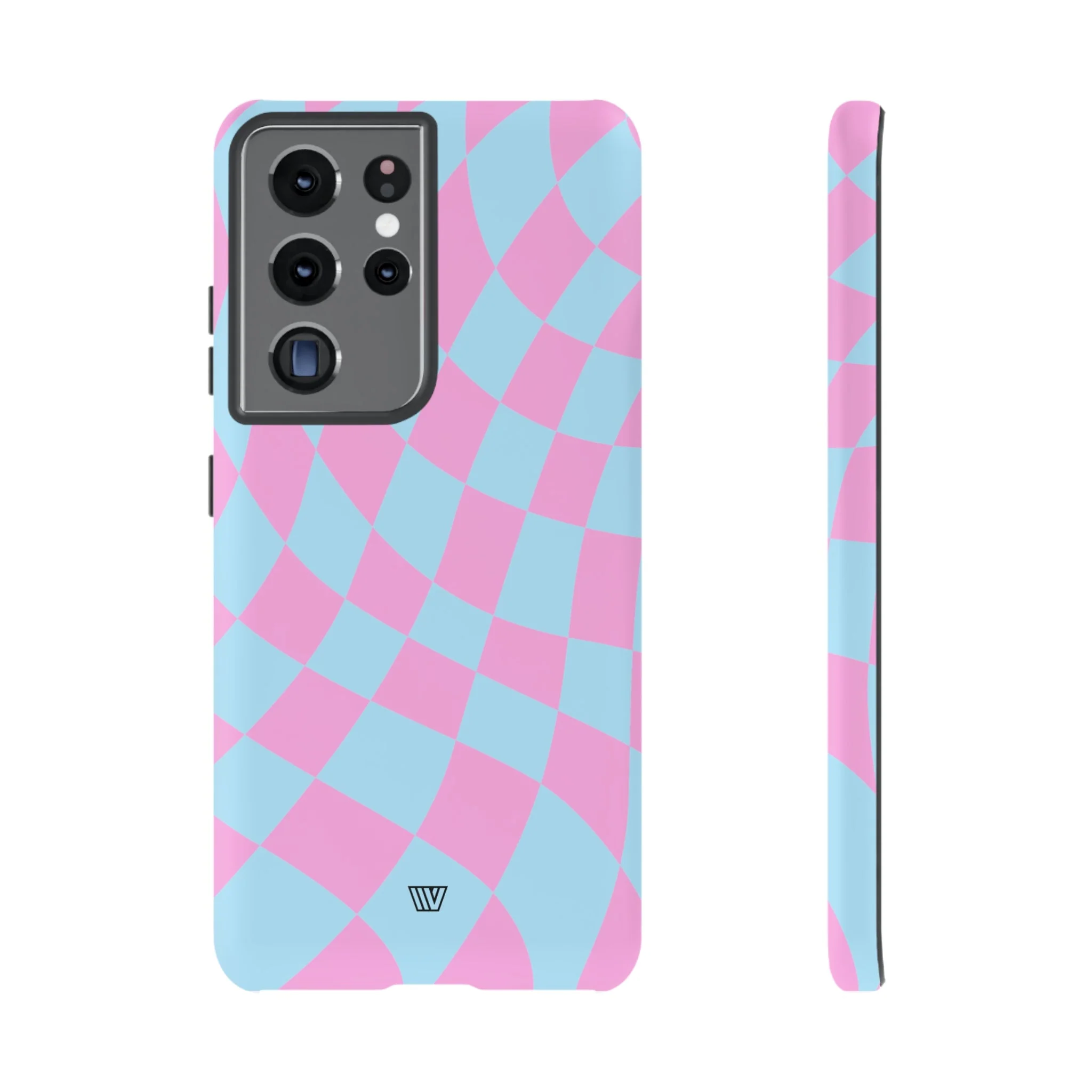 BLUE PINK CURVY CHECKERBOARD | Tough Phone Case - Image 40