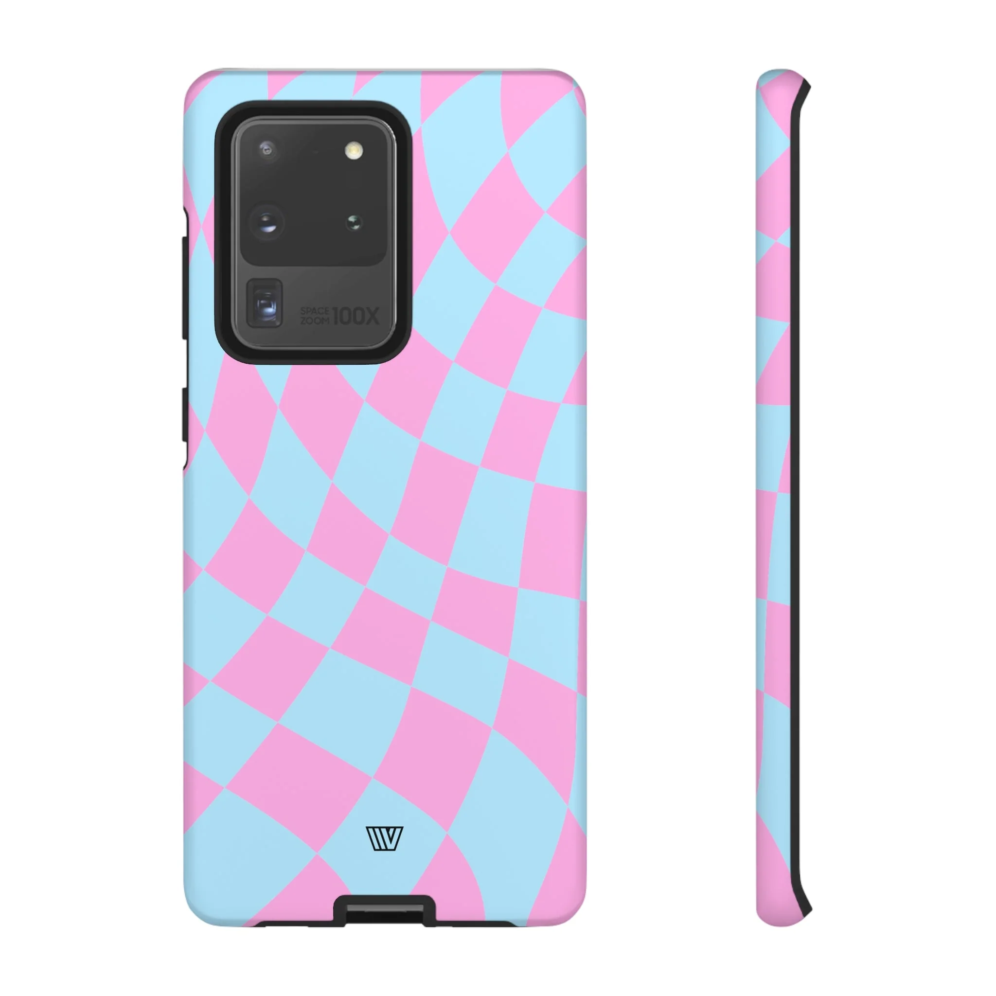BLUE PINK CURVY CHECKERBOARD | Tough Phone Case - Image 48