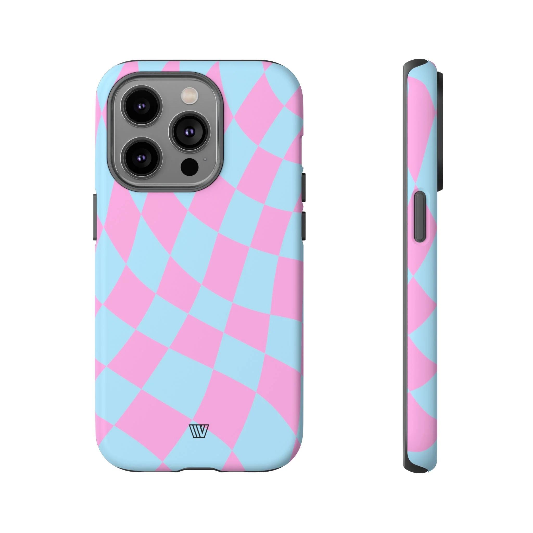 BLUE PINK CURVY CHECKERBOARD | Tough Phone Case - Image 5