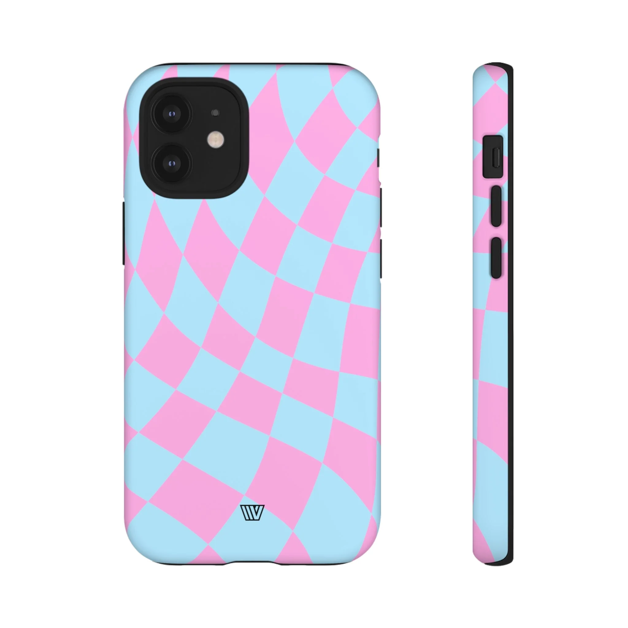BLUE PINK CURVY CHECKERBOARD | Tough Phone Case - Image 54