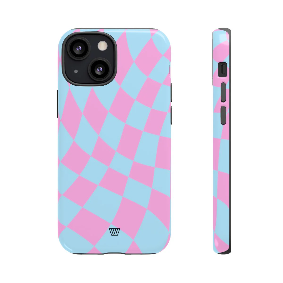 BLUE PINK CURVY CHECKERBOARD | Tough Phone Case - Image 57