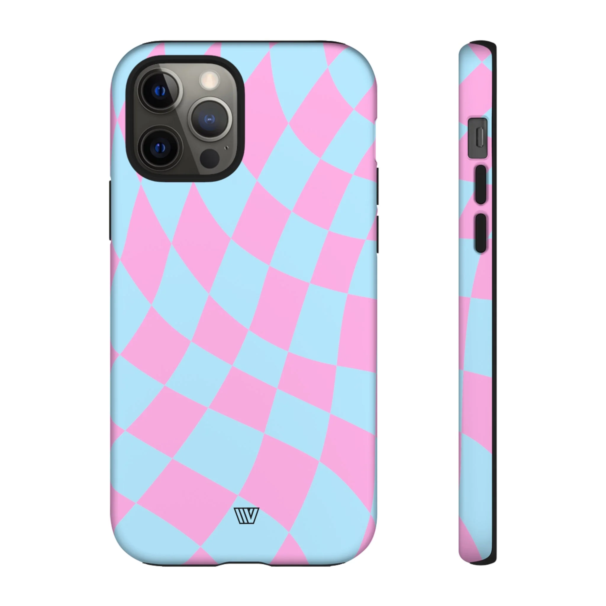 BLUE PINK CURVY CHECKERBOARD | Tough Phone Case - Image 7