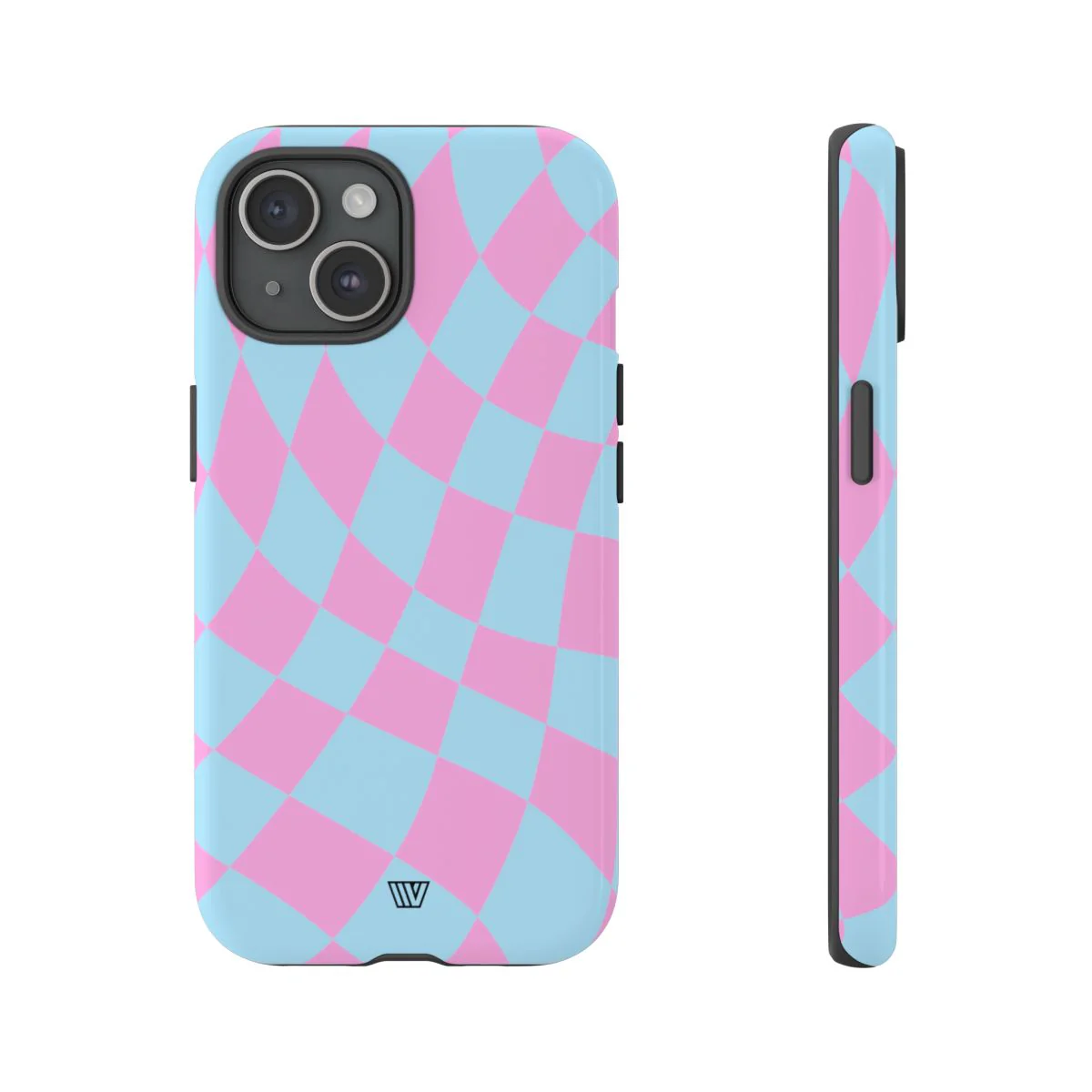 BLUE PINK CURVY CHECKERBOARD | Tough Phone Case - Image 74