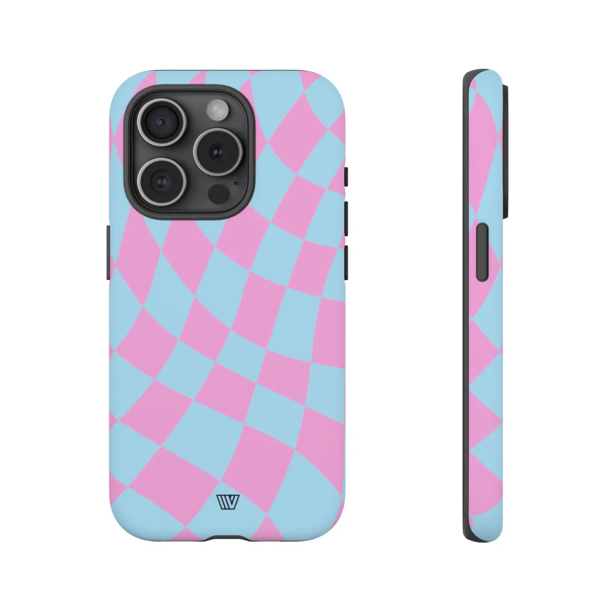 BLUE PINK CURVY CHECKERBOARD | Tough Phone Case - Image 77