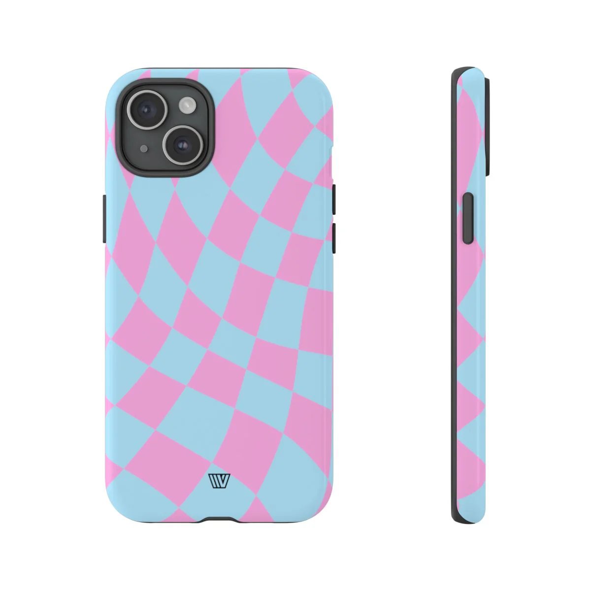 BLUE PINK CURVY CHECKERBOARD | Tough Phone Case - Image 78