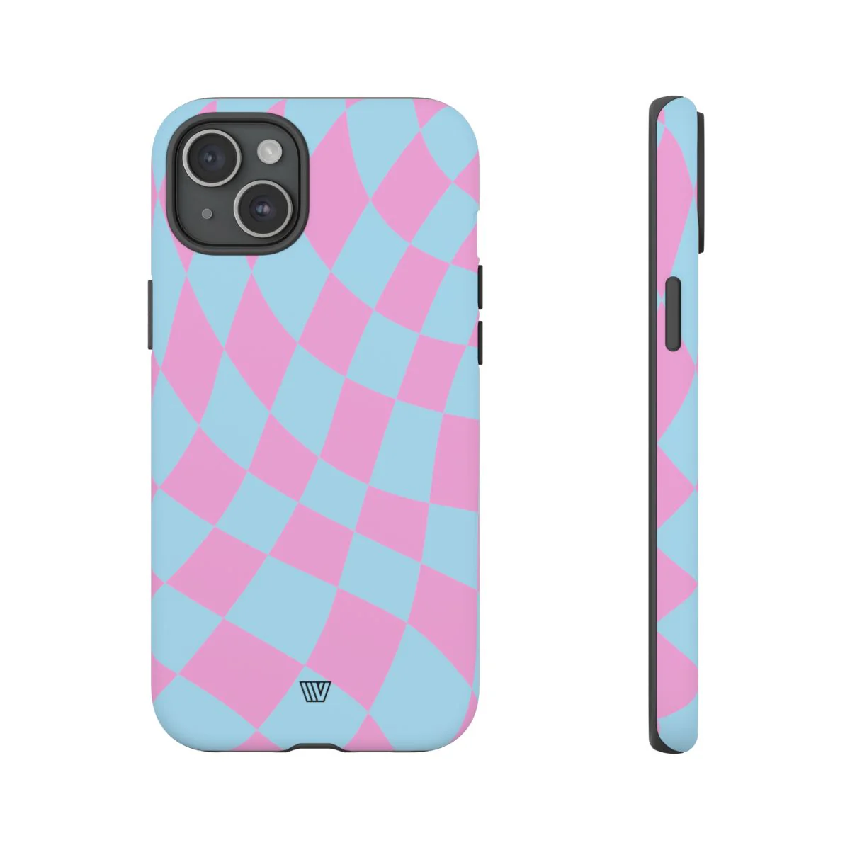 BLUE PINK CURVY CHECKERBOARD | Tough Phone Case - Image 79