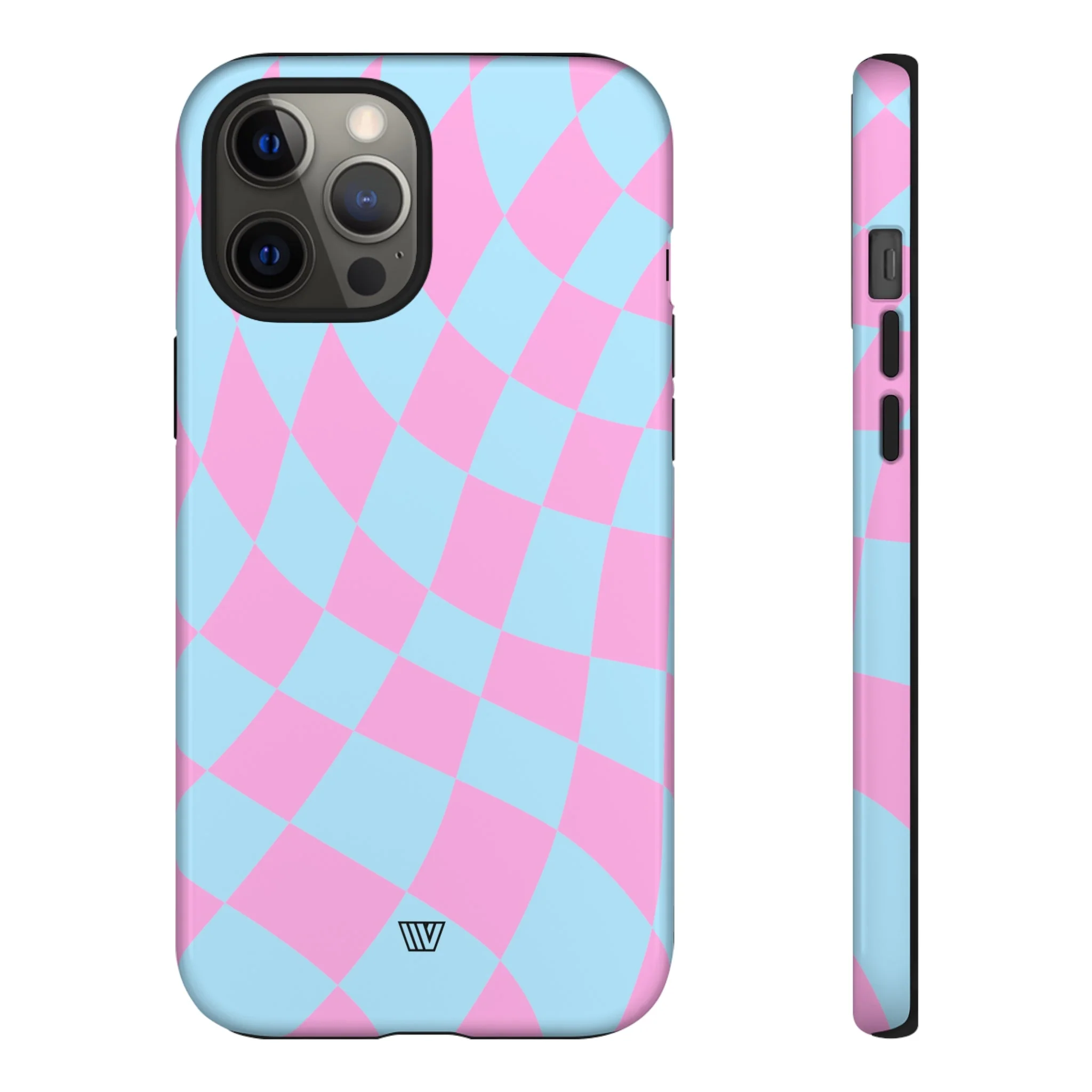 BLUE PINK CURVY CHECKERBOARD | Tough Phone Case - Image 8