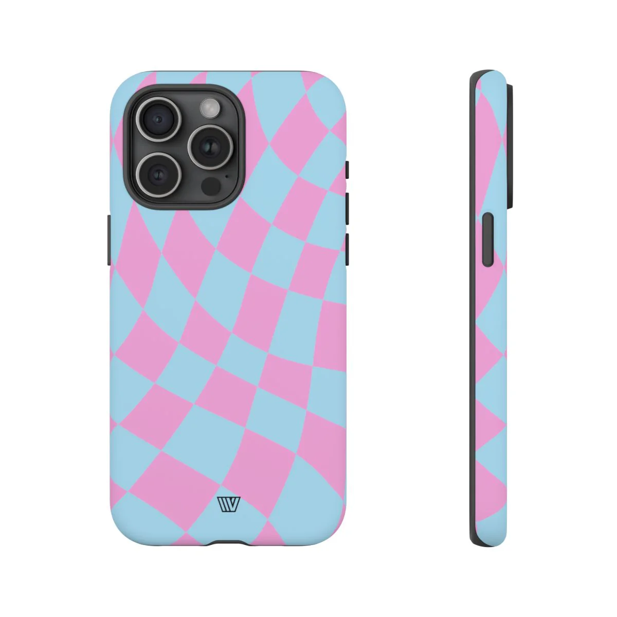 BLUE PINK CURVY CHECKERBOARD | Tough Phone Case - Image 81
