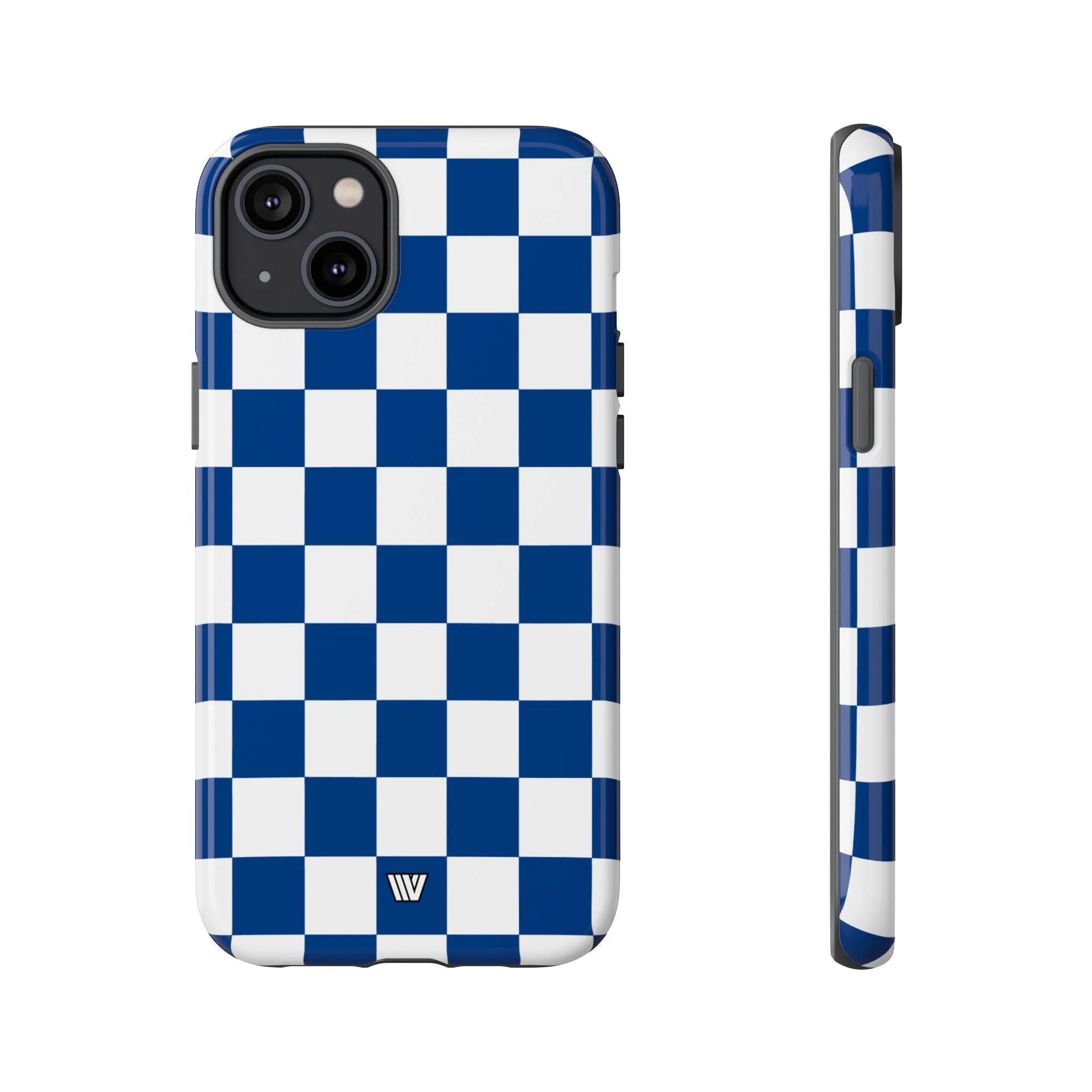 BLUE WHITE CHECKERBOARD | Tough Phone Case - Image 44