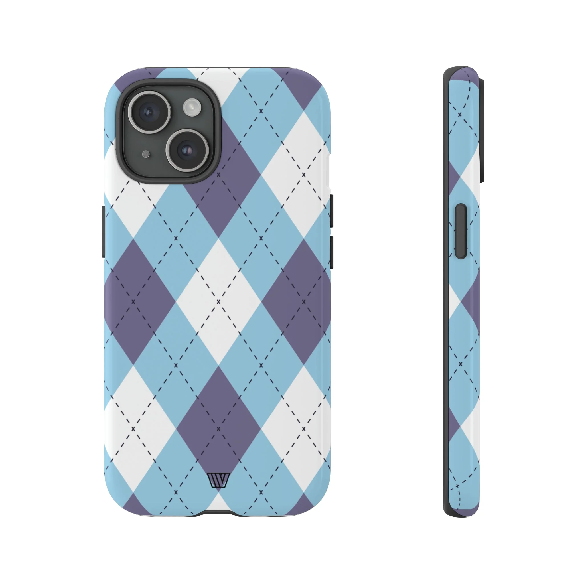 BLUE WHITE PURPLE ARGYLE | Tough Phone Case - Image 2