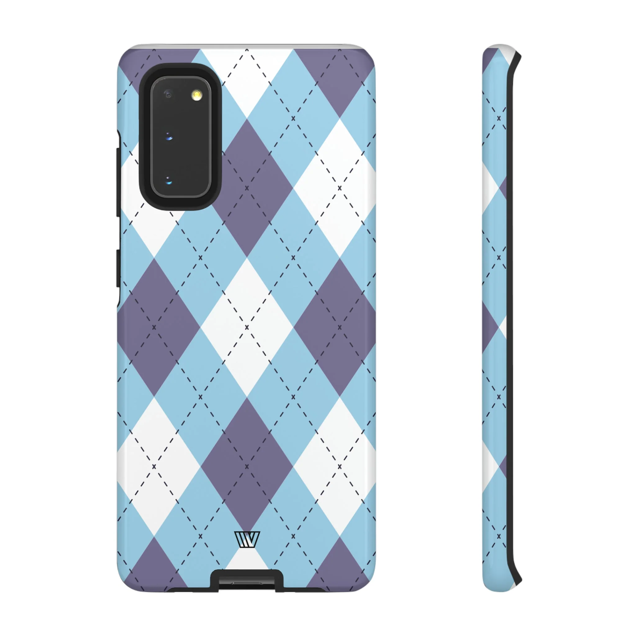 BLUE WHITE PURPLE ARGYLE | Tough Phone Case - Image 3