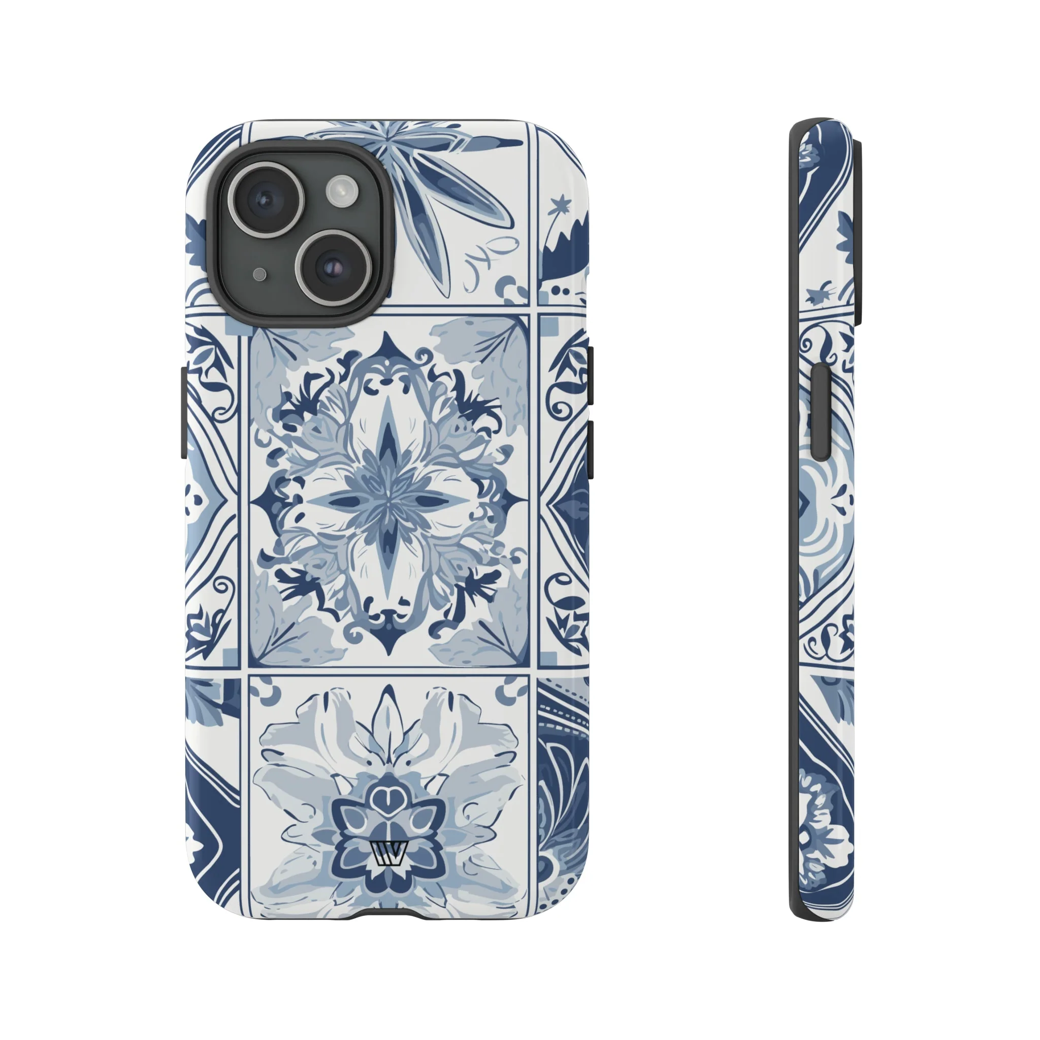 BLUE WHITE TILE | Tough Phone Case - Image 2