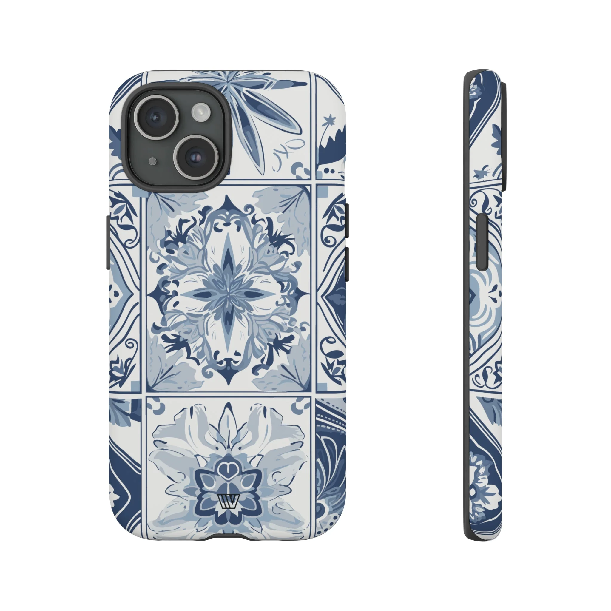 BLUE WHITE TILE | Tough Phone Case - Image 3