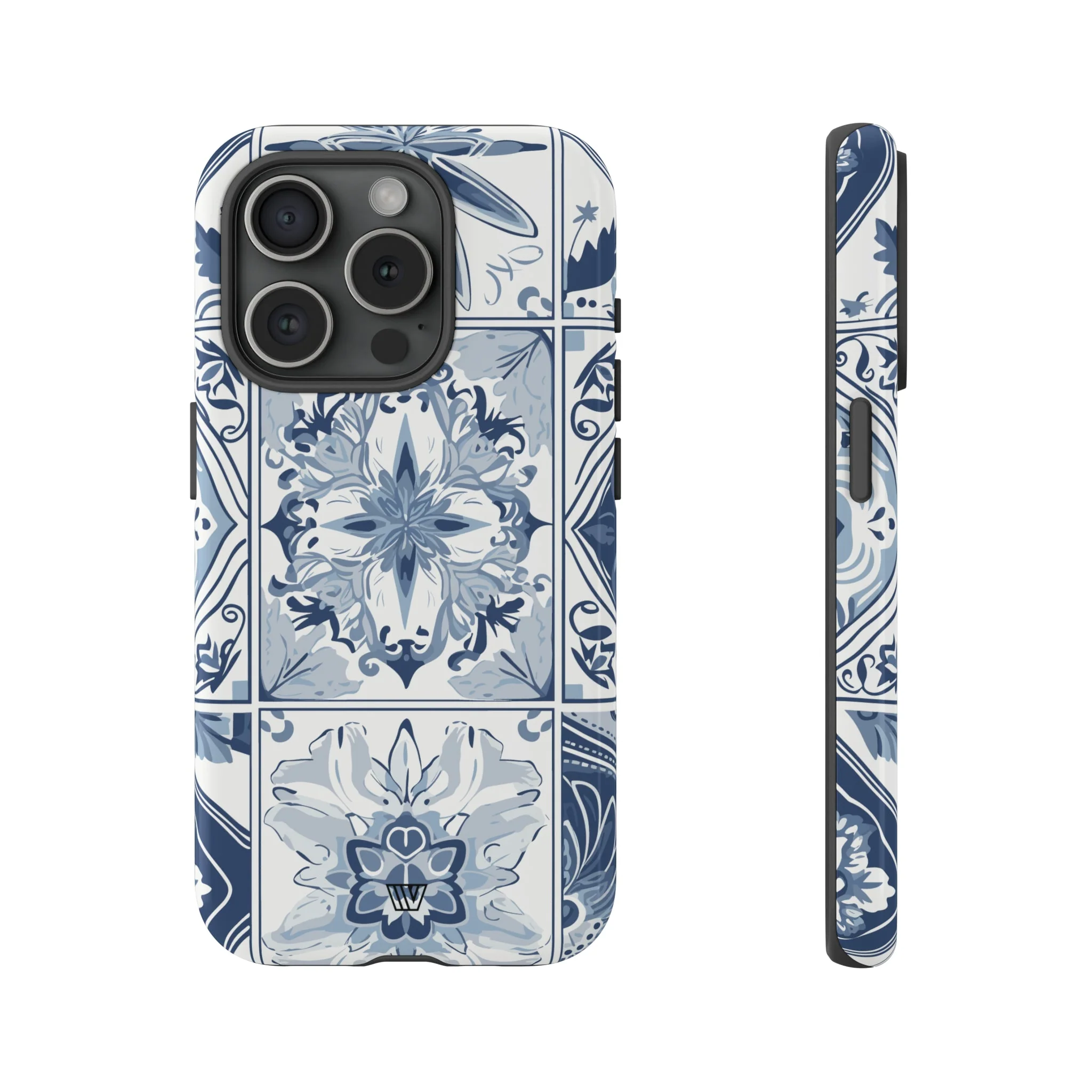 BLUE WHITE TILE | Tough Phone Case - Image 4