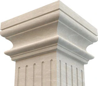 Botticino Beige Marble Italian Hand-carved Column (W)20" (L)20" (H)95" - Image 3