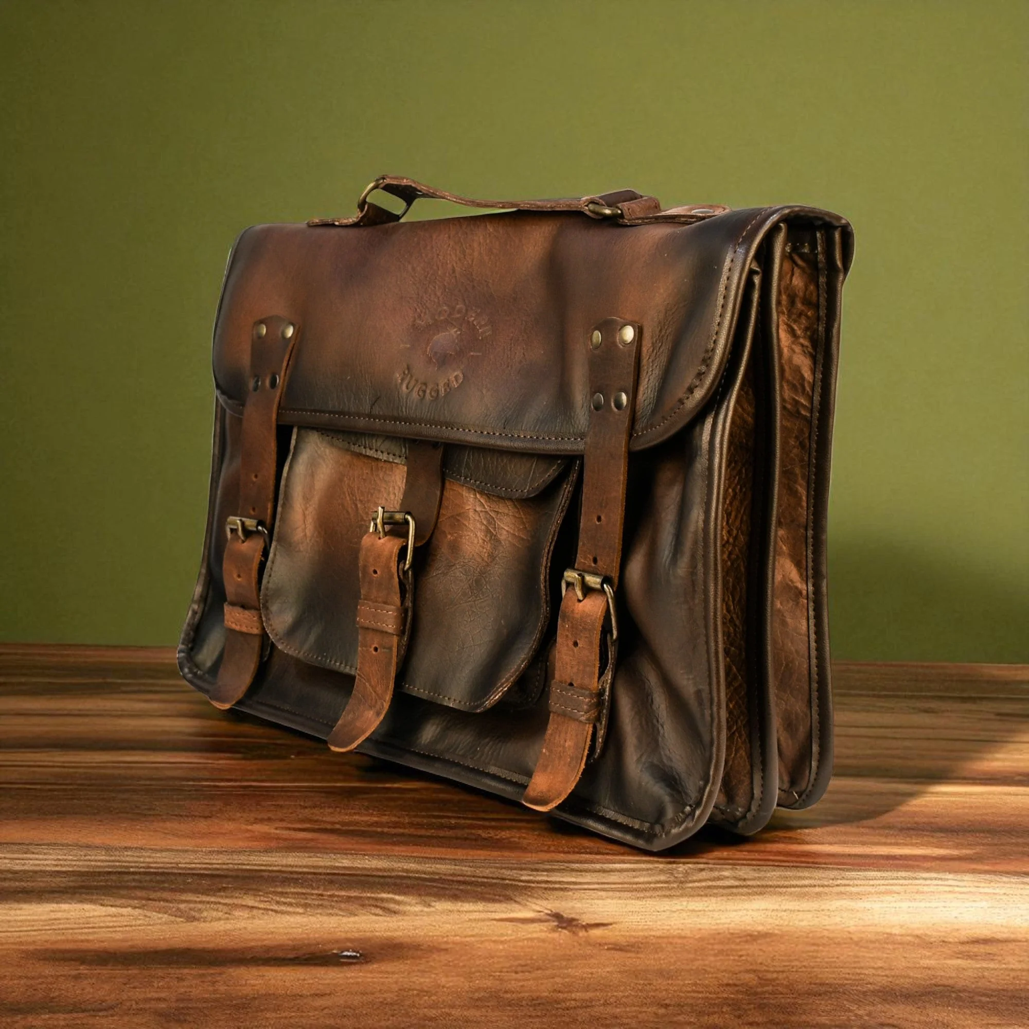 Bovine Leather Briefcase - Brown - Image 2