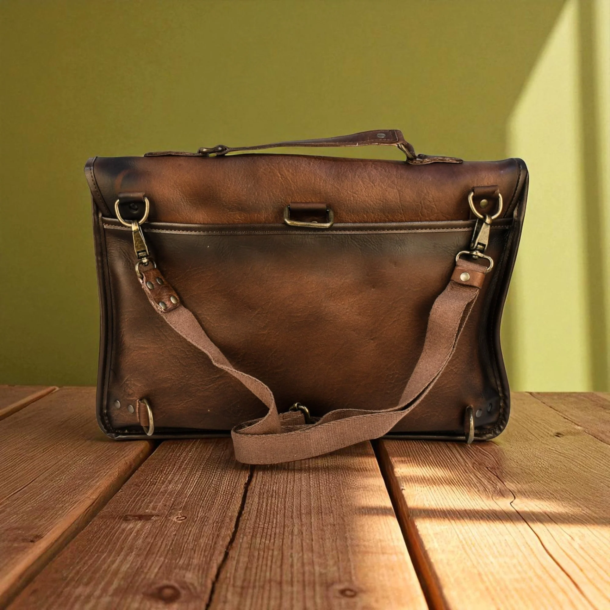 Bovine Leather Briefcase - Brown - Image 3