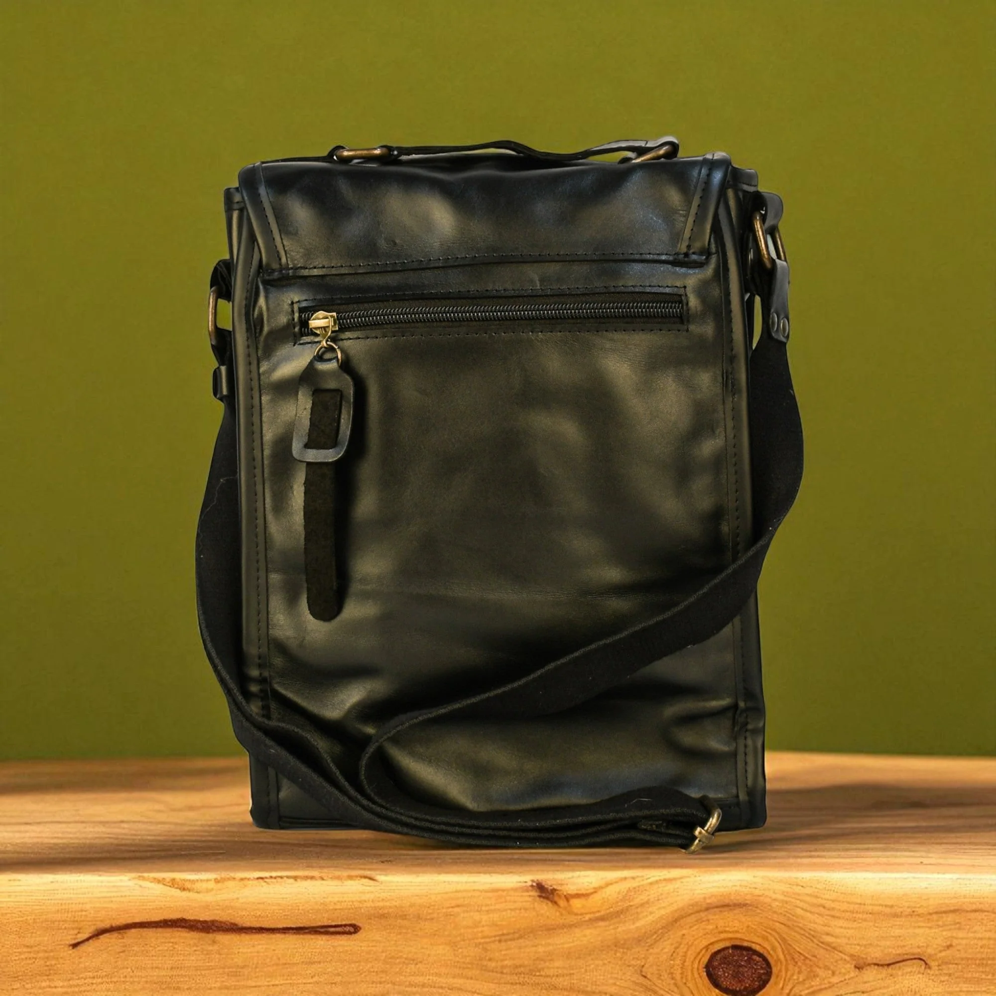 Bovine Leather Medium Satchel Bag - Black - Image 2